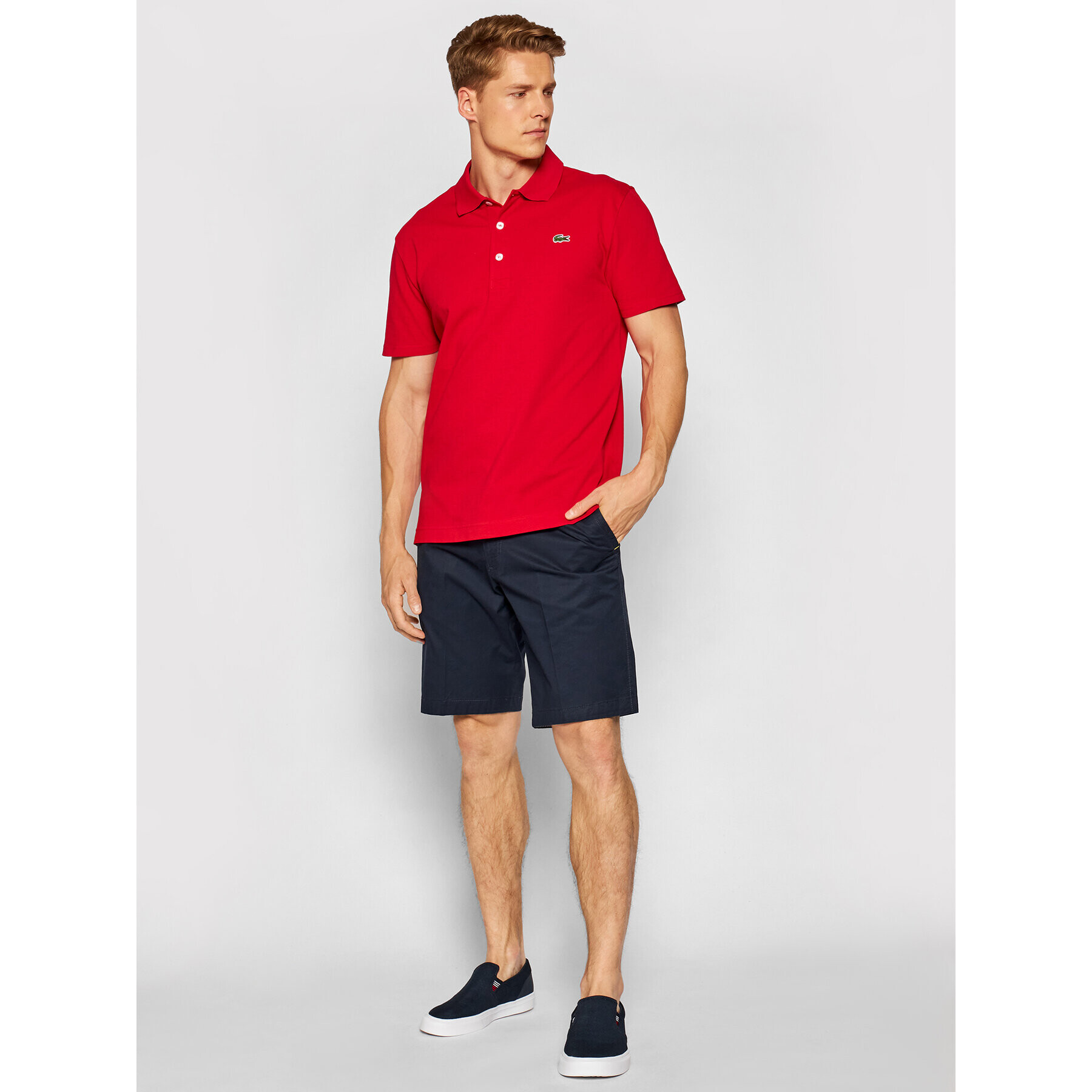 Lacoste Polo majica YH4801 Rdeča Slim Fit - Pepit.si