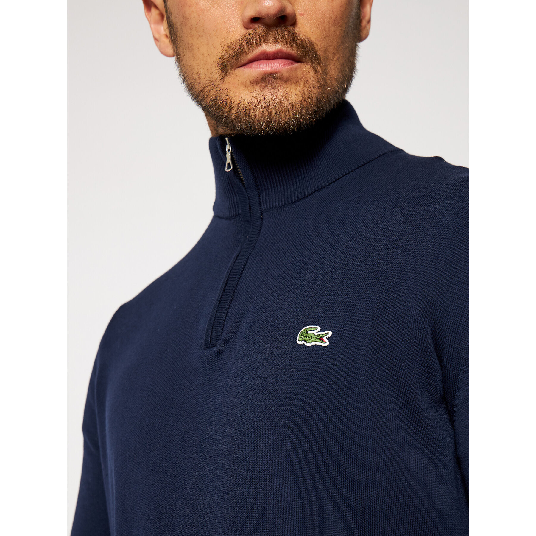 Lacoste Pulover AH1980 Mornarsko modra Classic Fit - Pepit.si