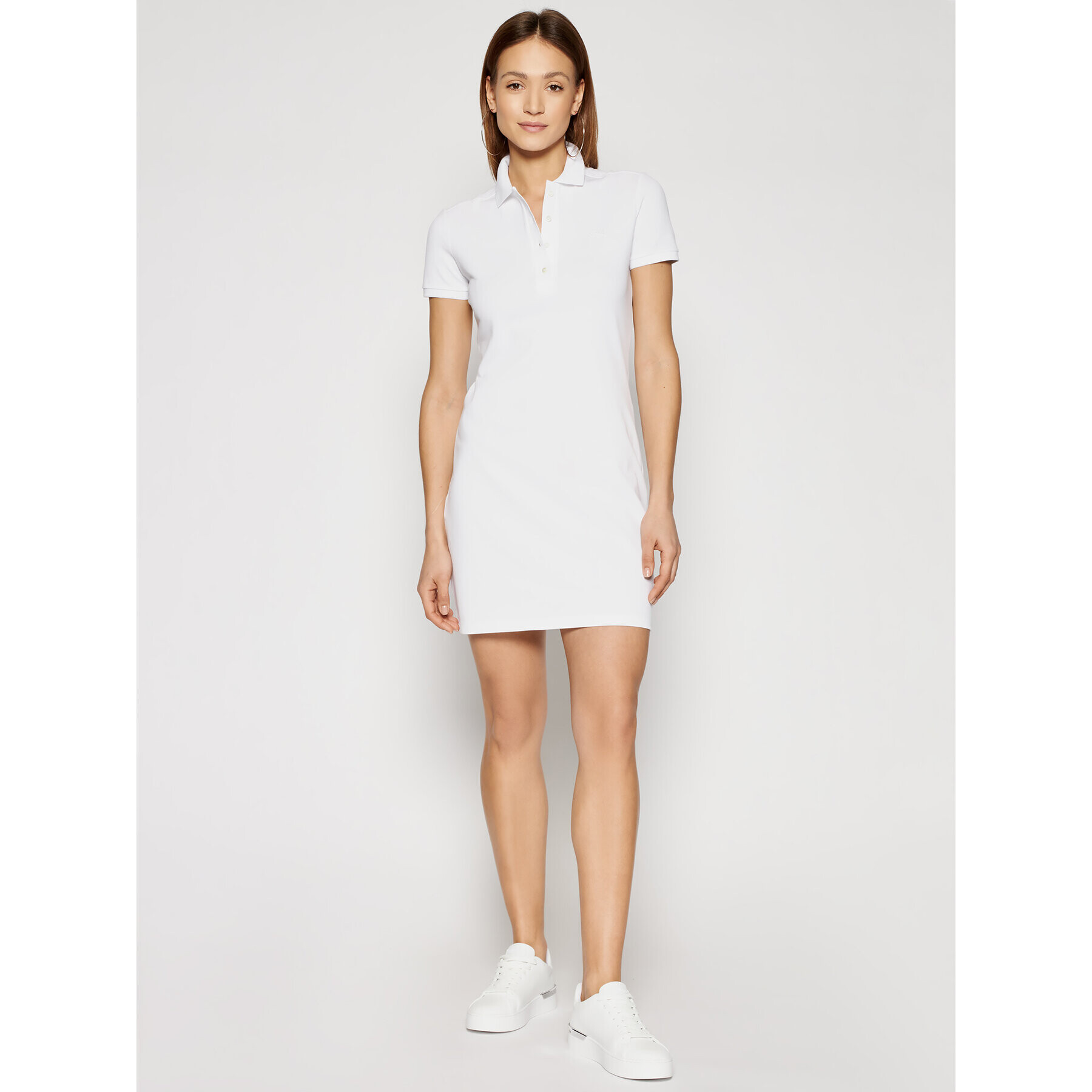 Lacoste Vsakodnevna obleka EF5473 Bela Slim Fit - Pepit.si