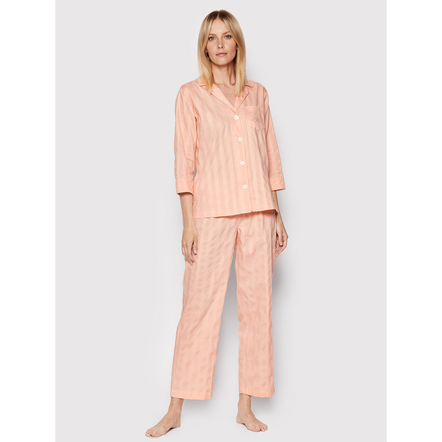 Lauren Ralph Lauren Pižama ILN92166 Oranžna Regular Fit - Pepit.si