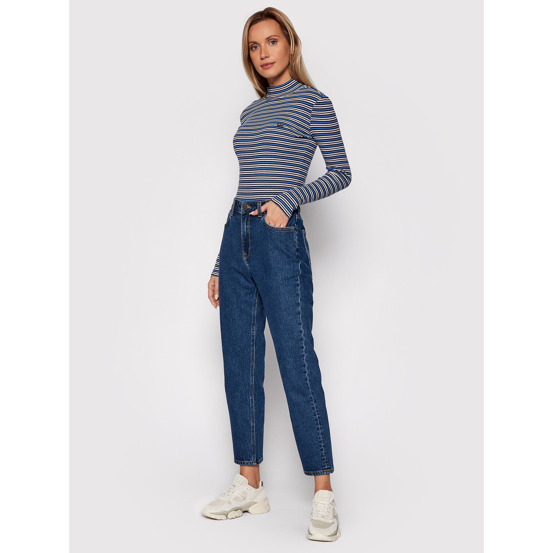 Lee Jeans hlače Carol L30UMWFQ Mornarsko modra Regular Fit - Pepit.si