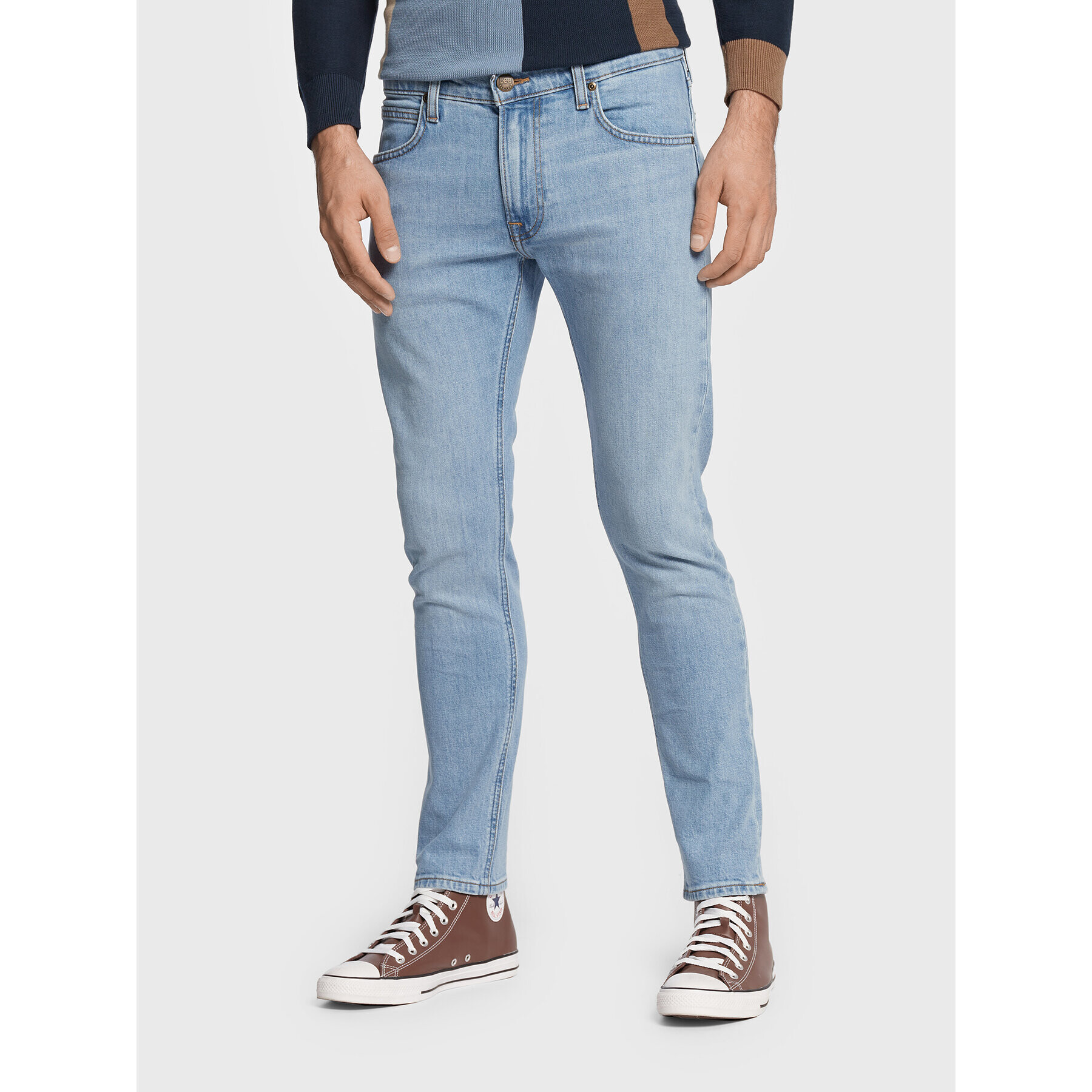 Lee Jeans hlače Luke L719PLEB Modra Slim Fit - Pepit.si