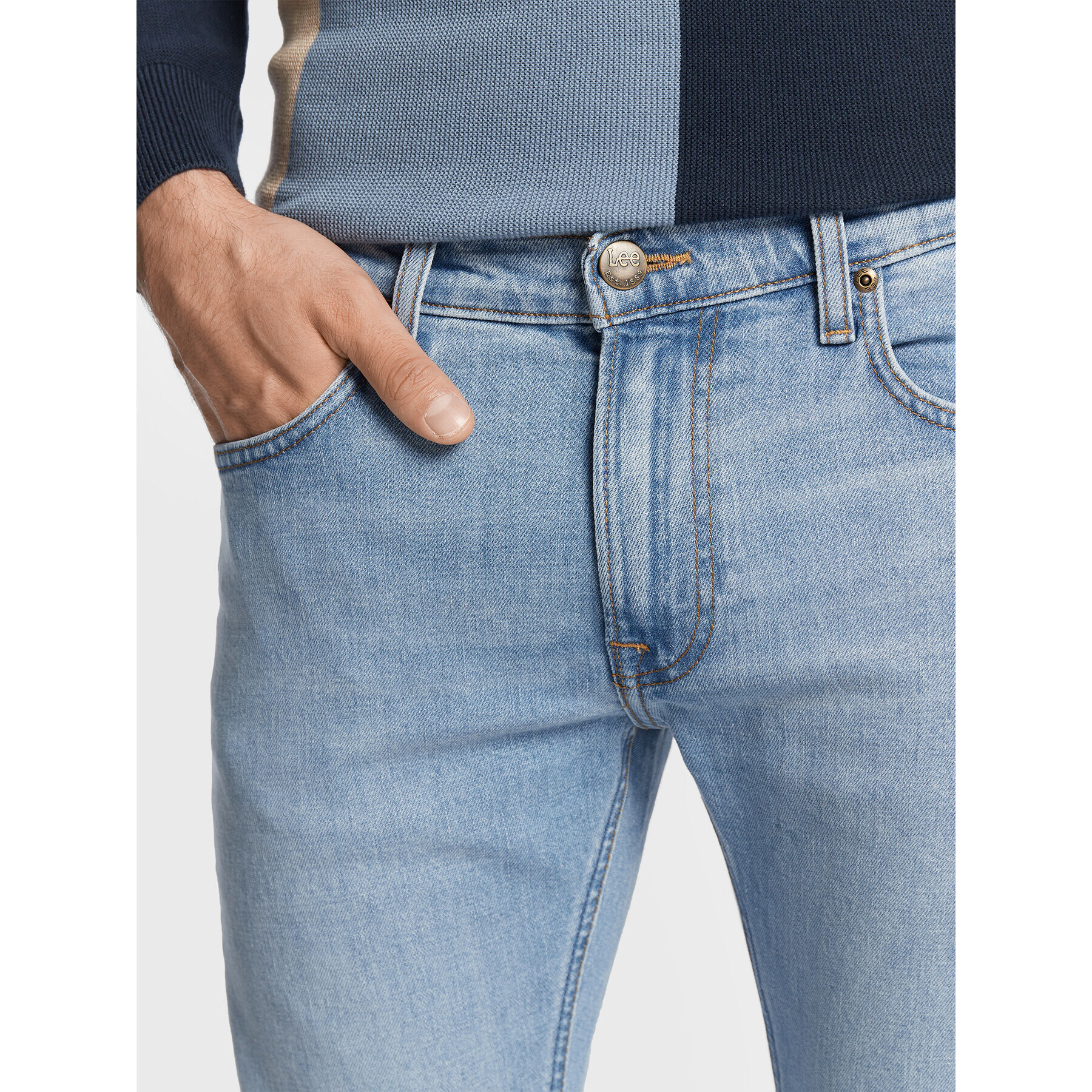 Lee Jeans hlače Luke L719PLEB Modra Slim Fit - Pepit.si