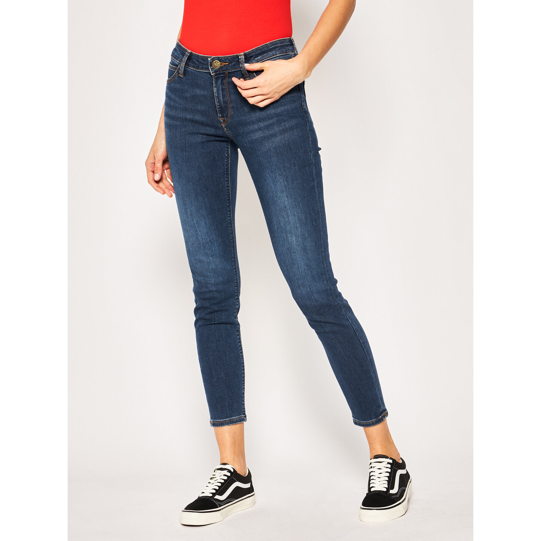 Lee Jeans hlače Scarlett L526DUIY Mornarsko modra Skinny Fit - Pepit.si