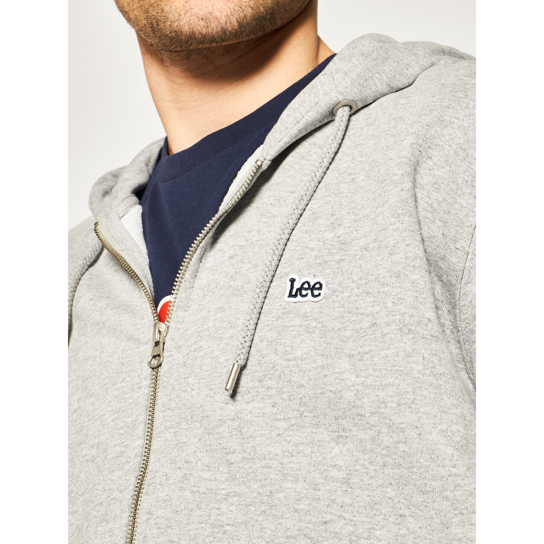 Lee Jopa Basic Zip Throuh Hoo L80KSPMP Siva Regular Fit - Pepit.si