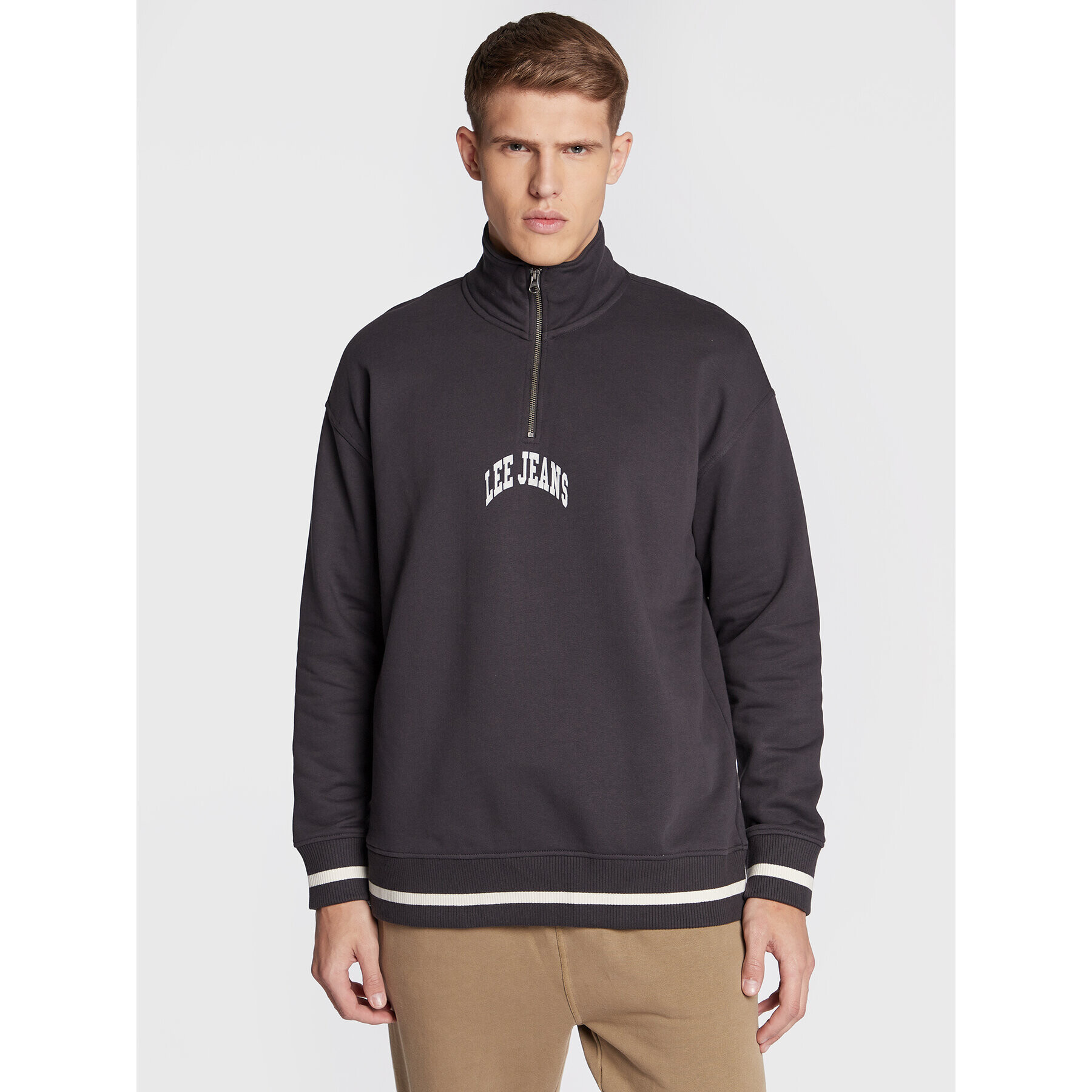 Lee Jopa Half Zip Seasonal L84FRYON 112322631 Črna Relaxed Fit - Pepit.si