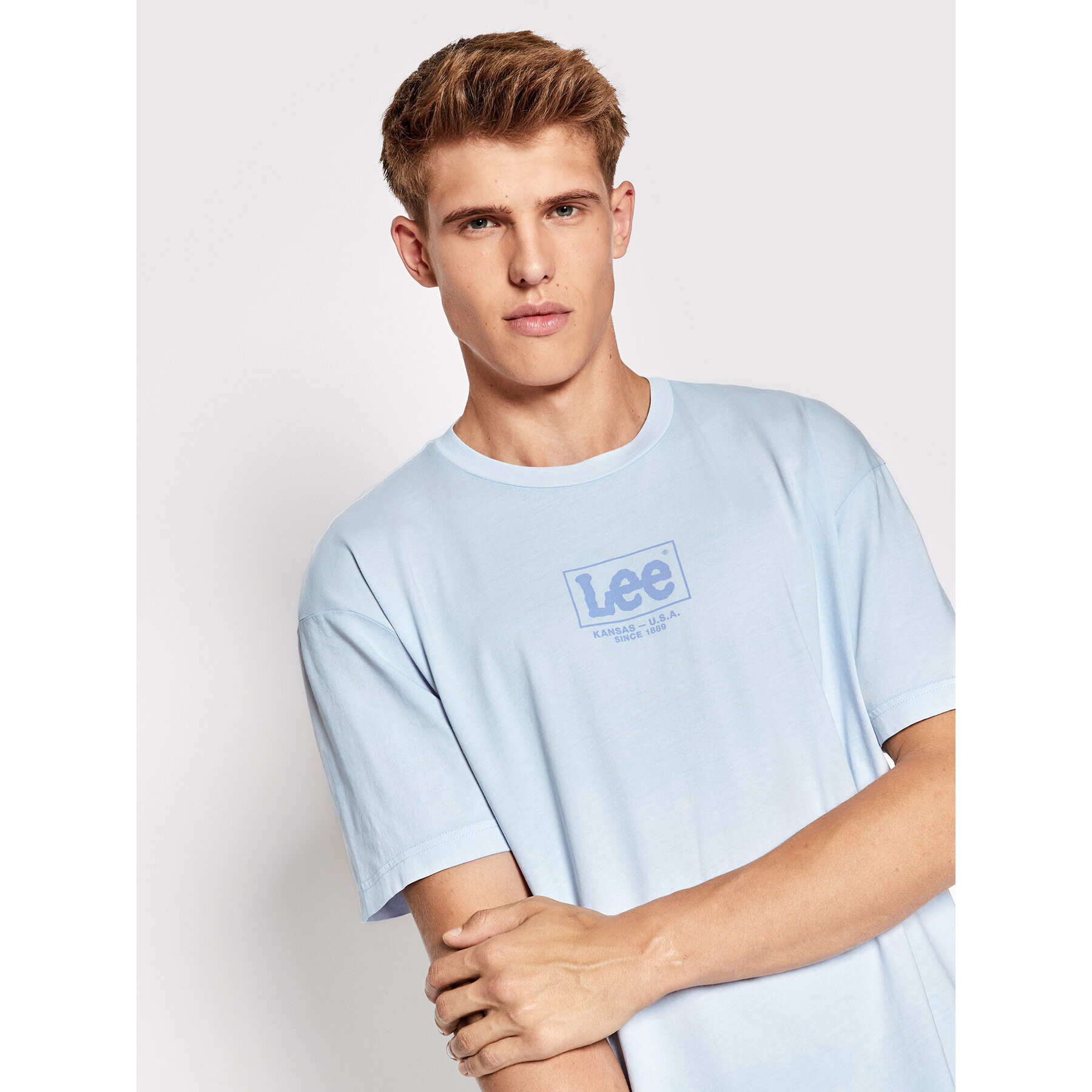 Lee Majica Logo L68RQTUW Modra Loose Fit - Pepit.si