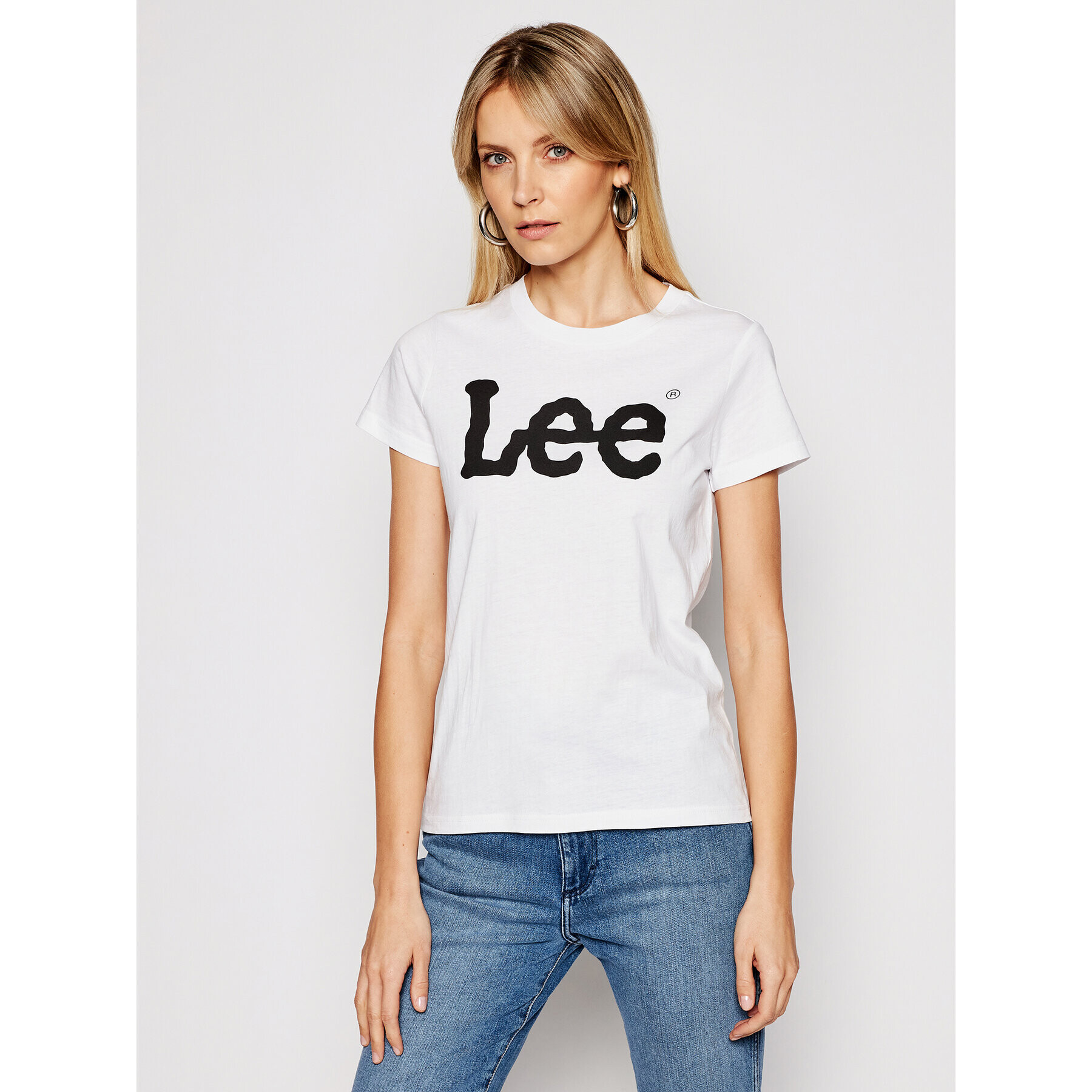 Lee Majica Logo Tee L42UER12 Bela Regular Fit - Pepit.si