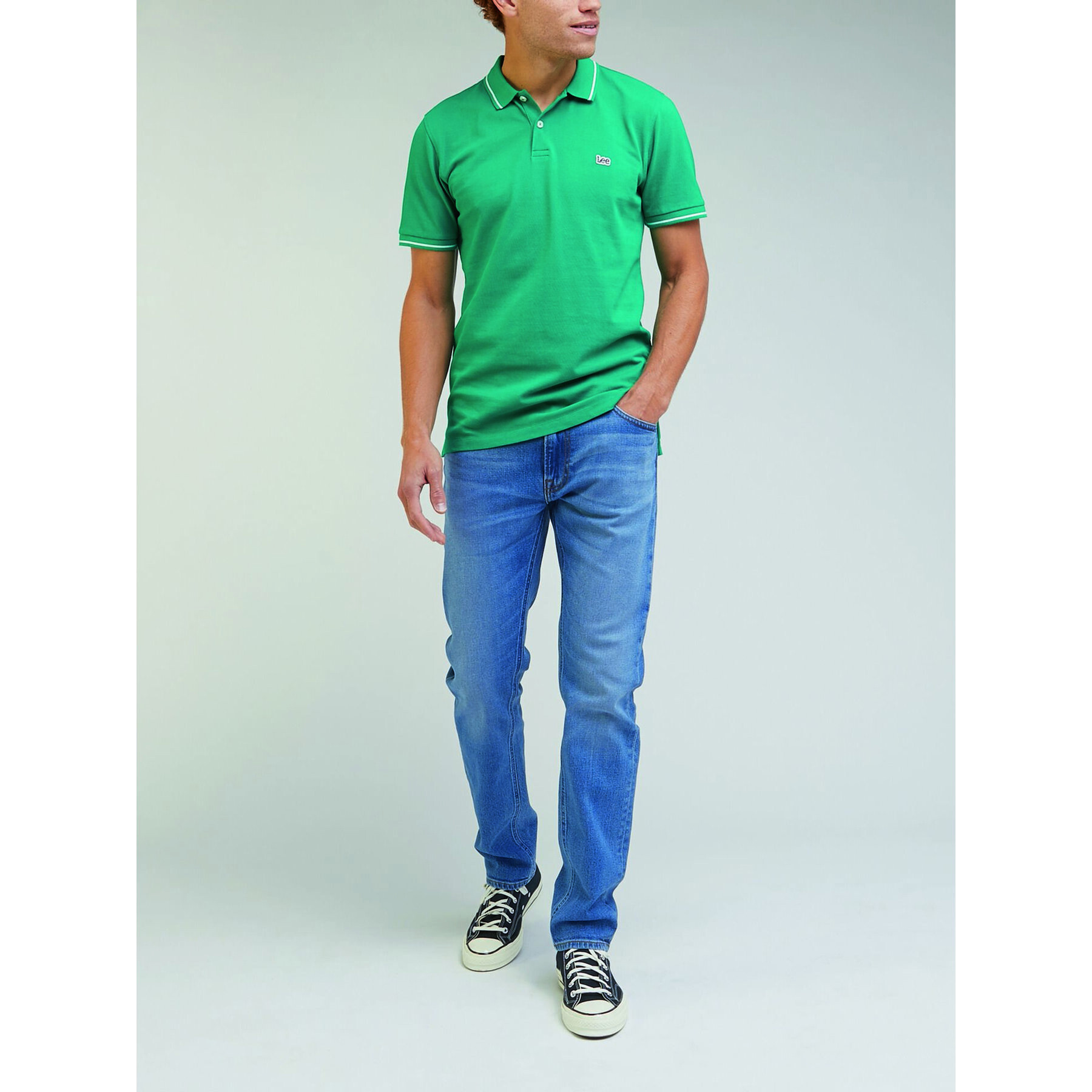 Lee Polo majica Pique L61ARLA12 Zelena Regular Fit - Pepit.si