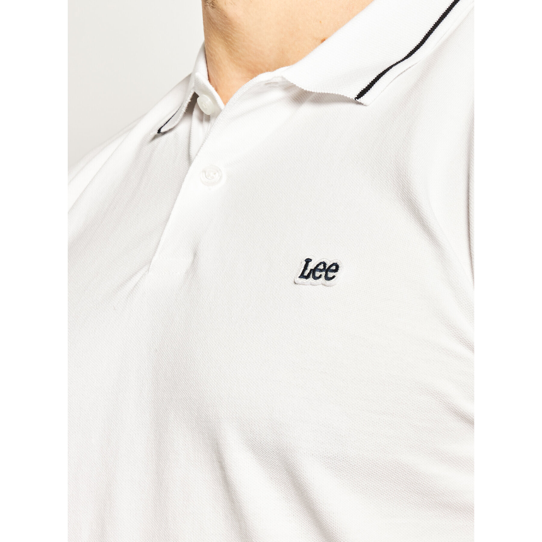 Lee Polo majica Pique L61ARLLJ Bela Regular Fit - Pepit.si