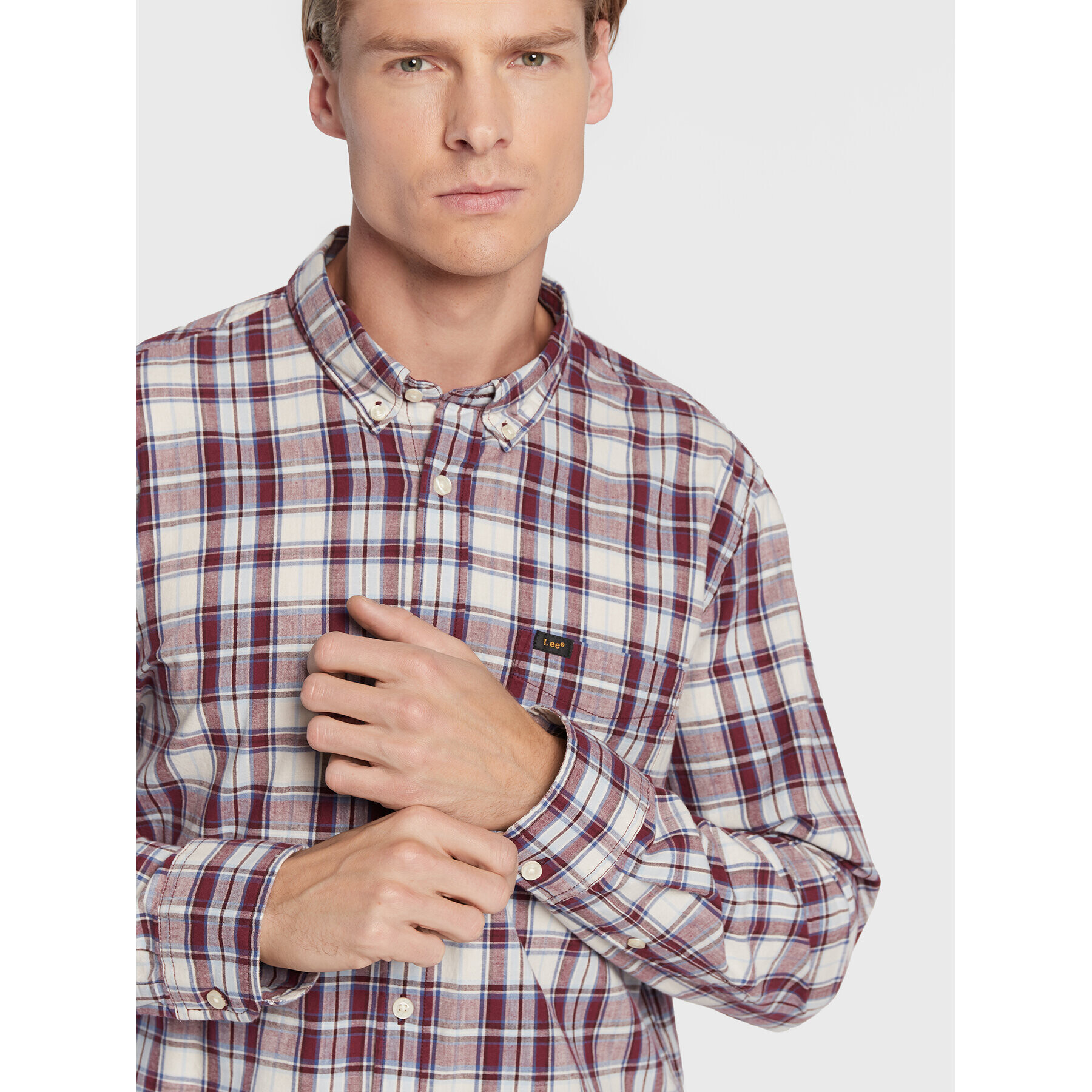 Lee Srajca Button Down L880DG74 112322559 Bordo rdeča Regular Fit - Pepit.si