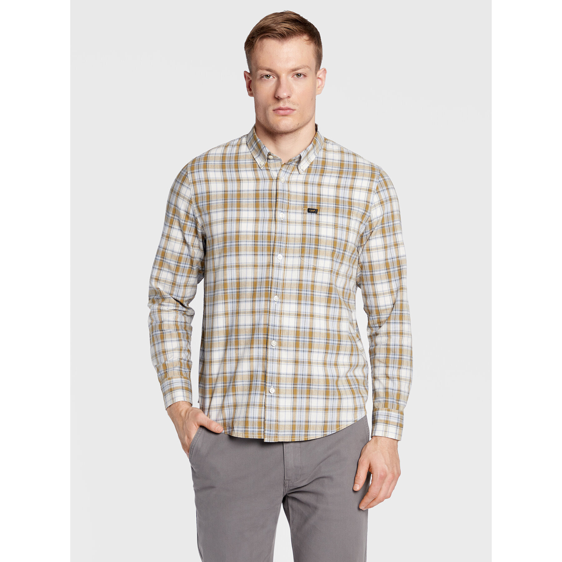 Lee Srajca Button down L880DG85 112322587 Bež Regular Fit - Pepit.si