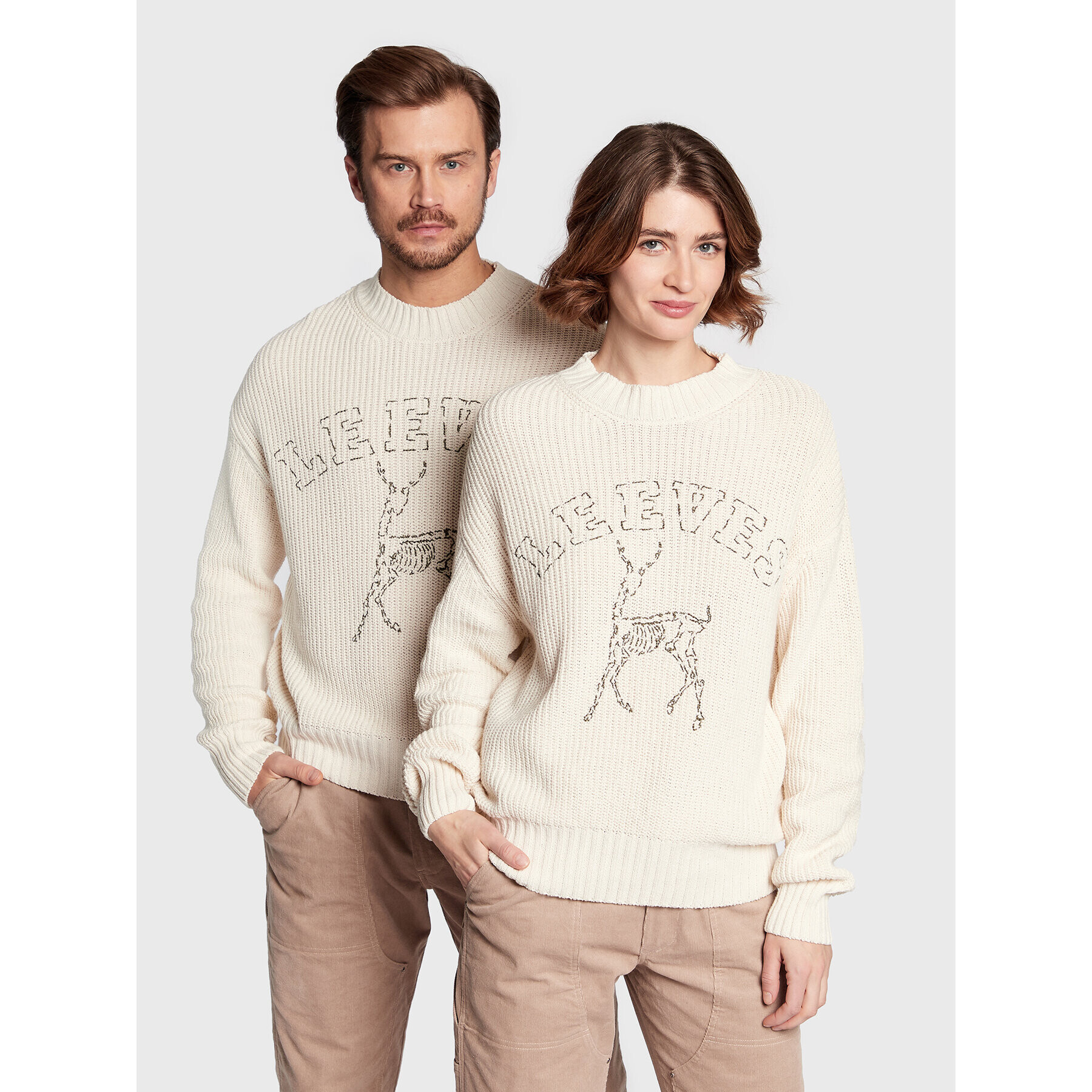 Leeves Pulover Unisex Antelope Écru Regular Fit - Pepit.si