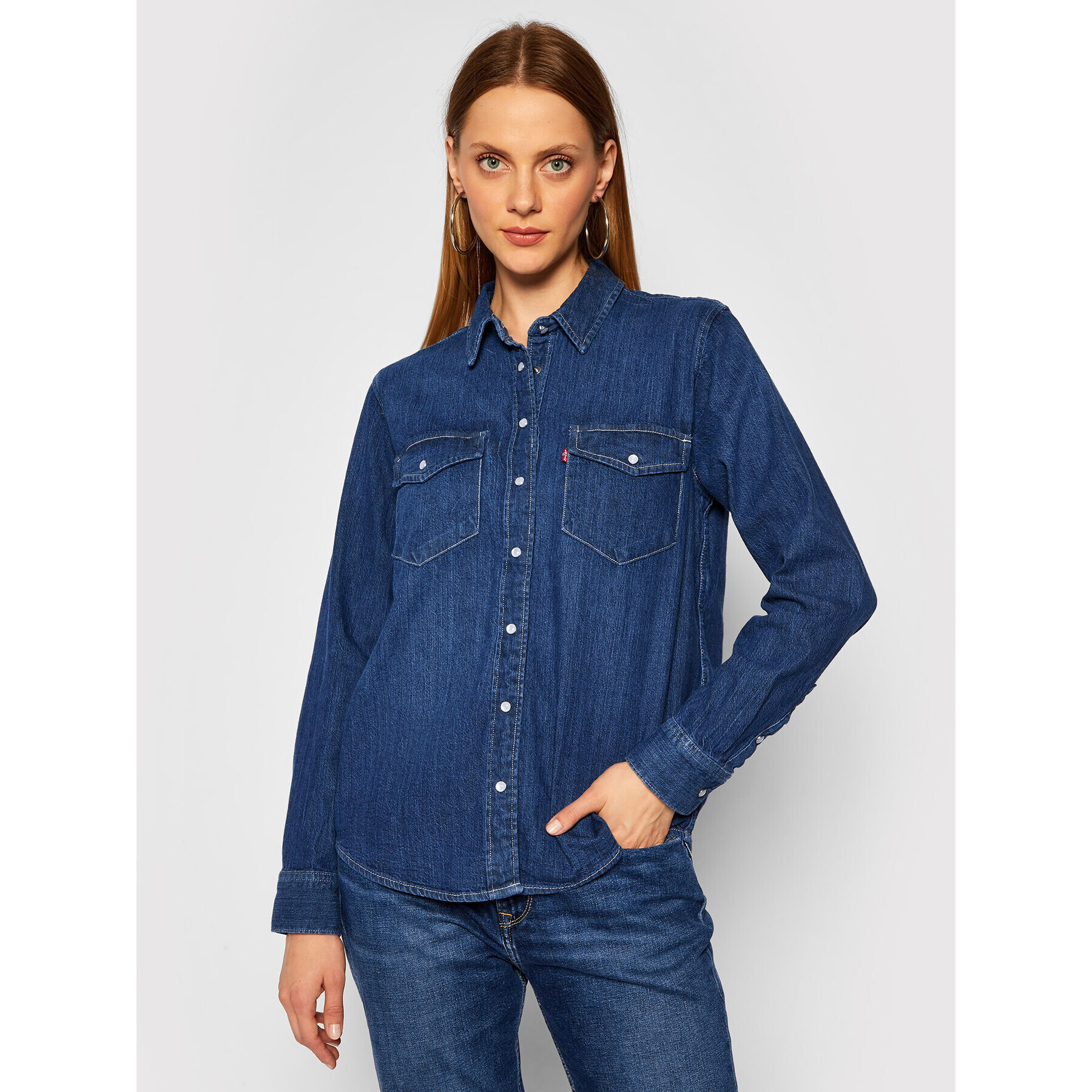 Levi's® Jeans srajca Essential Western 16786-0007 Mornarsko modra Regular Fit - Pepit.si