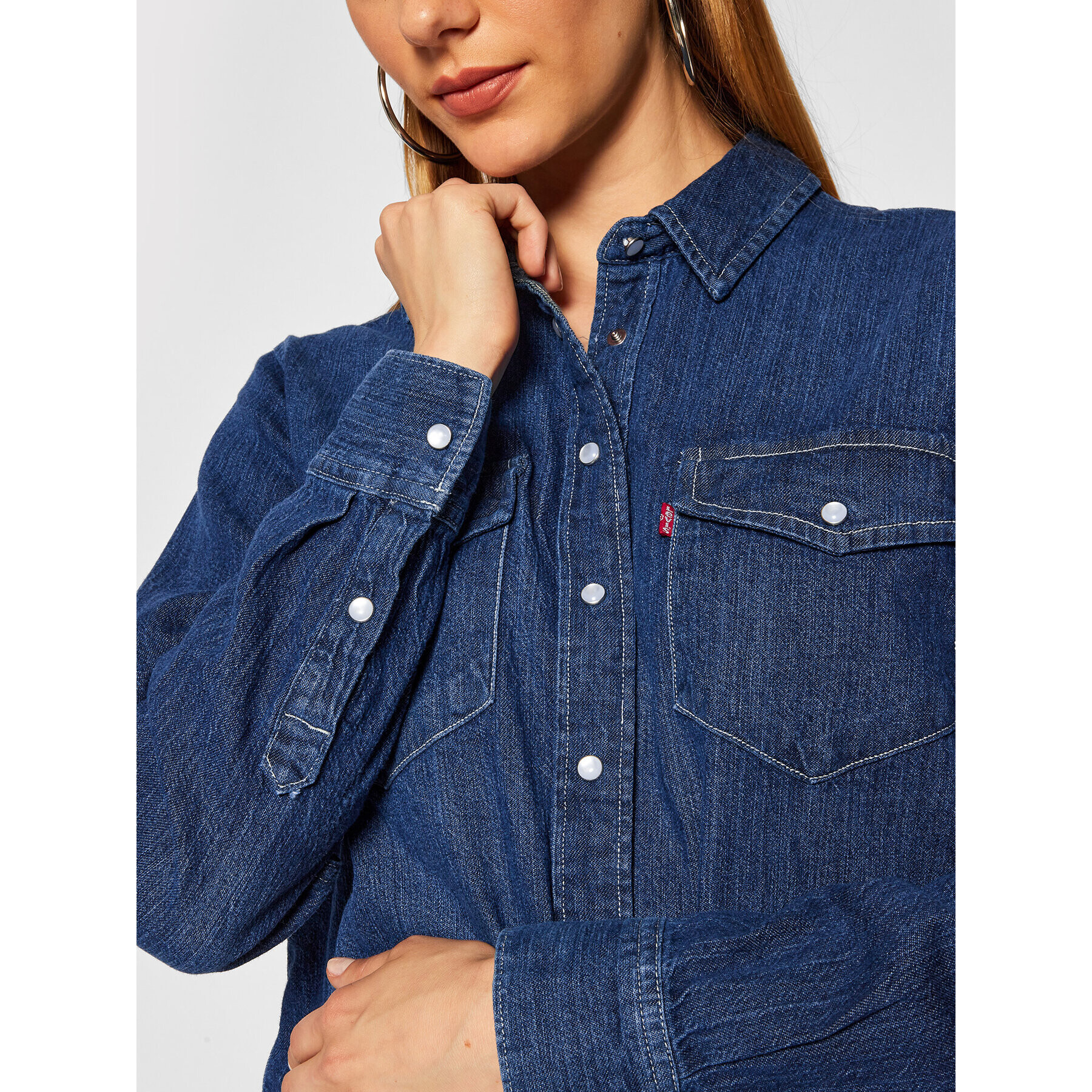 Levi's® Jeans srajca Essential Western 16786-0007 Mornarsko modra Regular Fit - Pepit.si