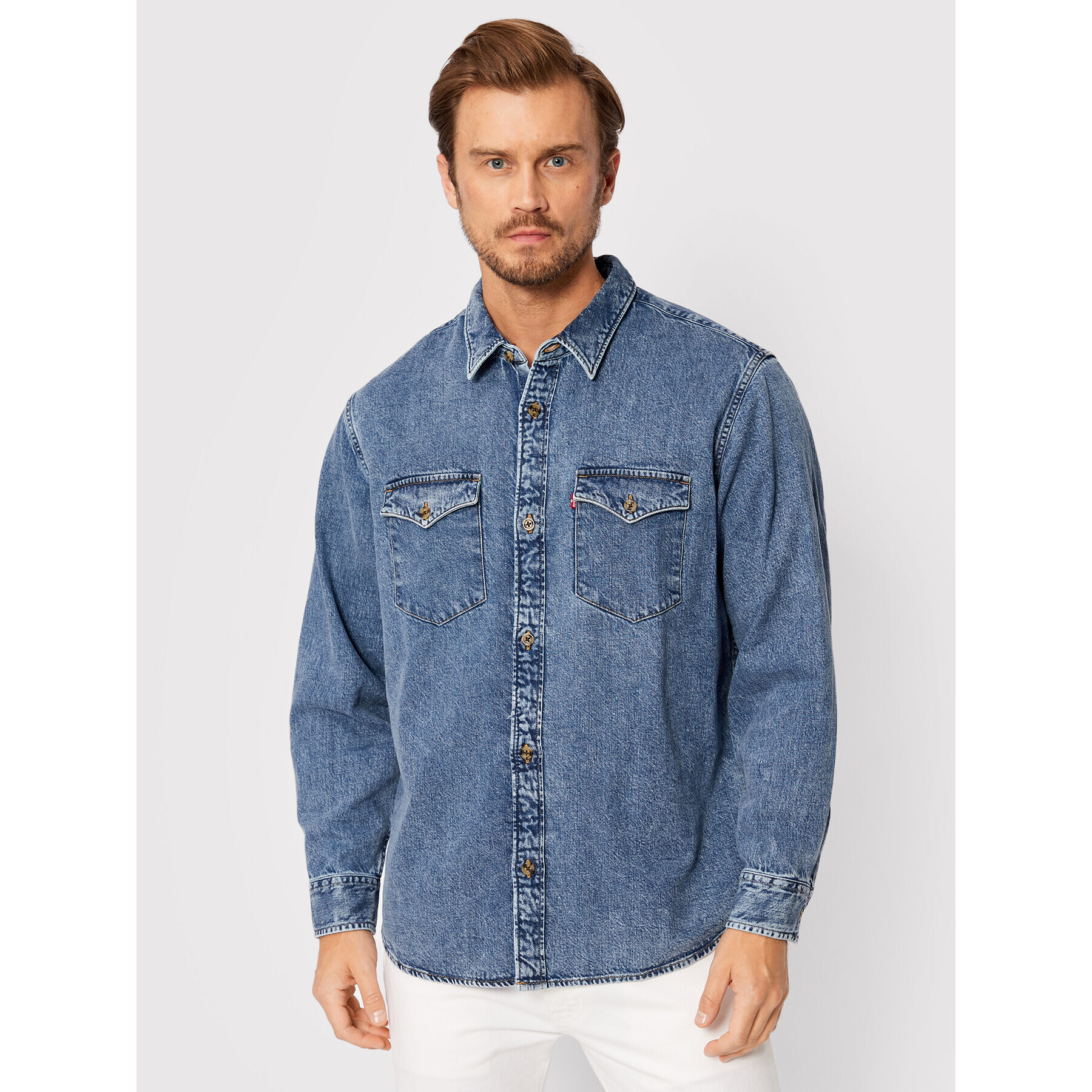 Levi's® Jeans srajca Western A1919-0014 Modra Relaxed Fit - Pepit.si