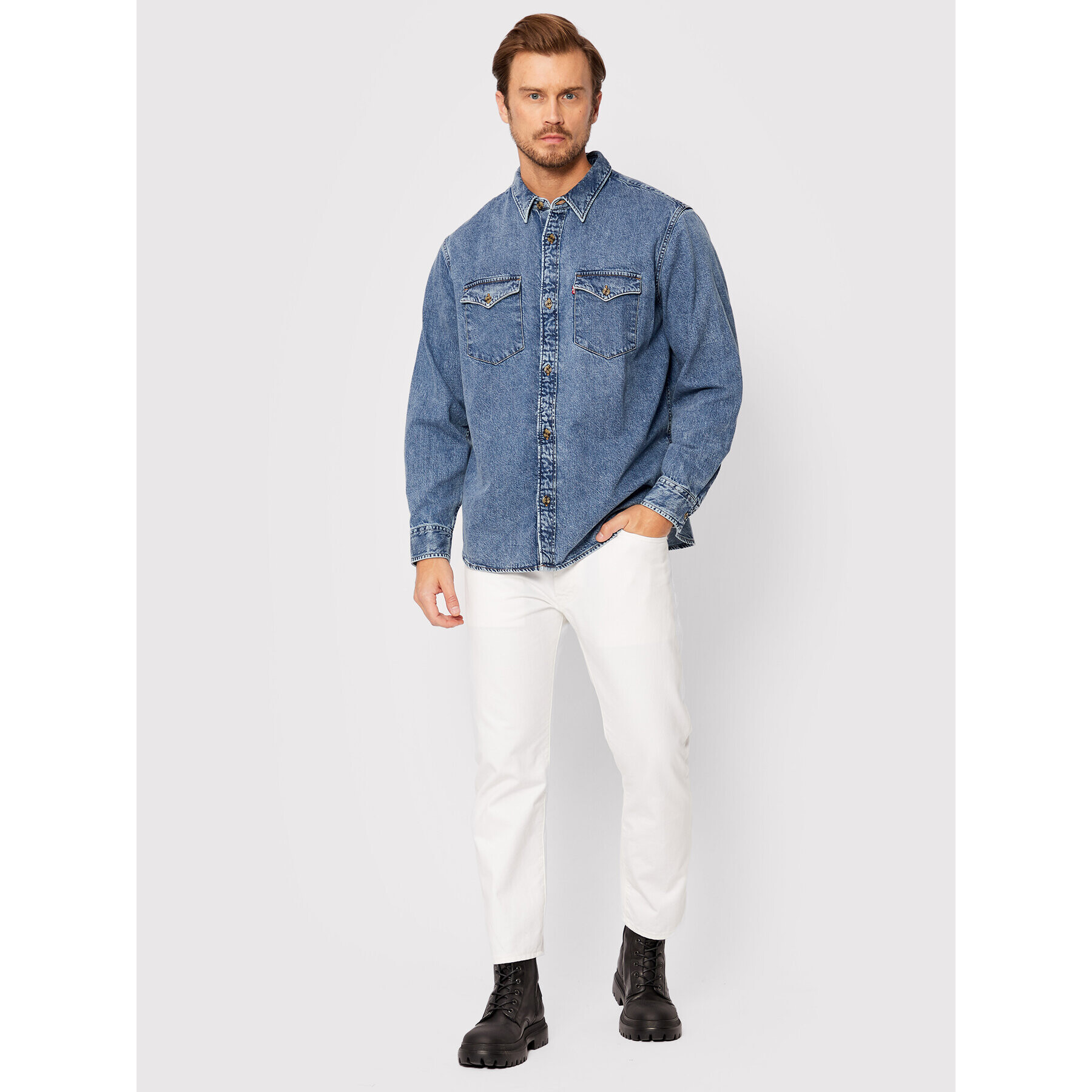 Levi's® Jeans srajca Western A1919-0014 Modra Relaxed Fit - Pepit.si