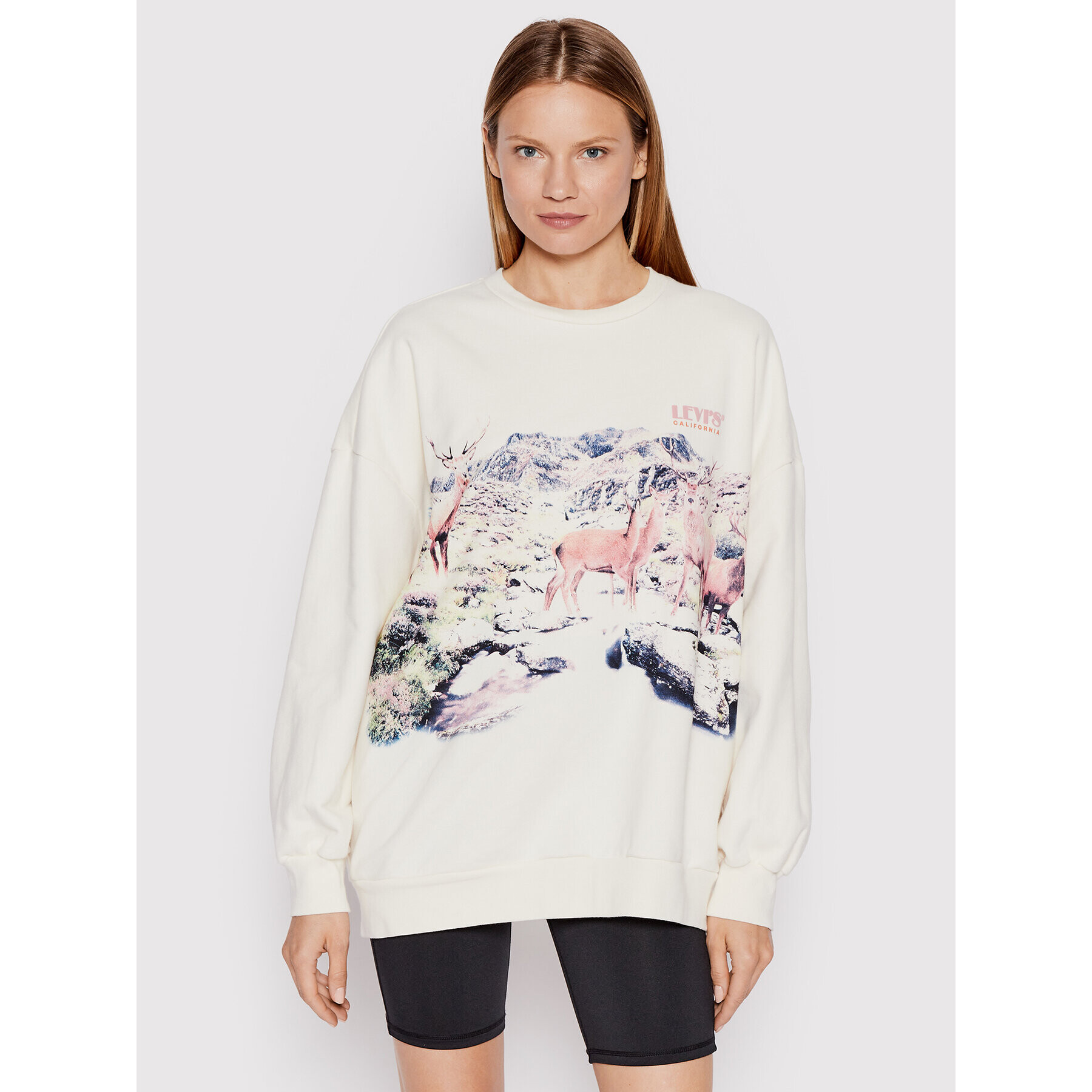 Levi's® Jopa Graphic Prism Crewneck A0888-0038 Bež Oversize - Pepit.si