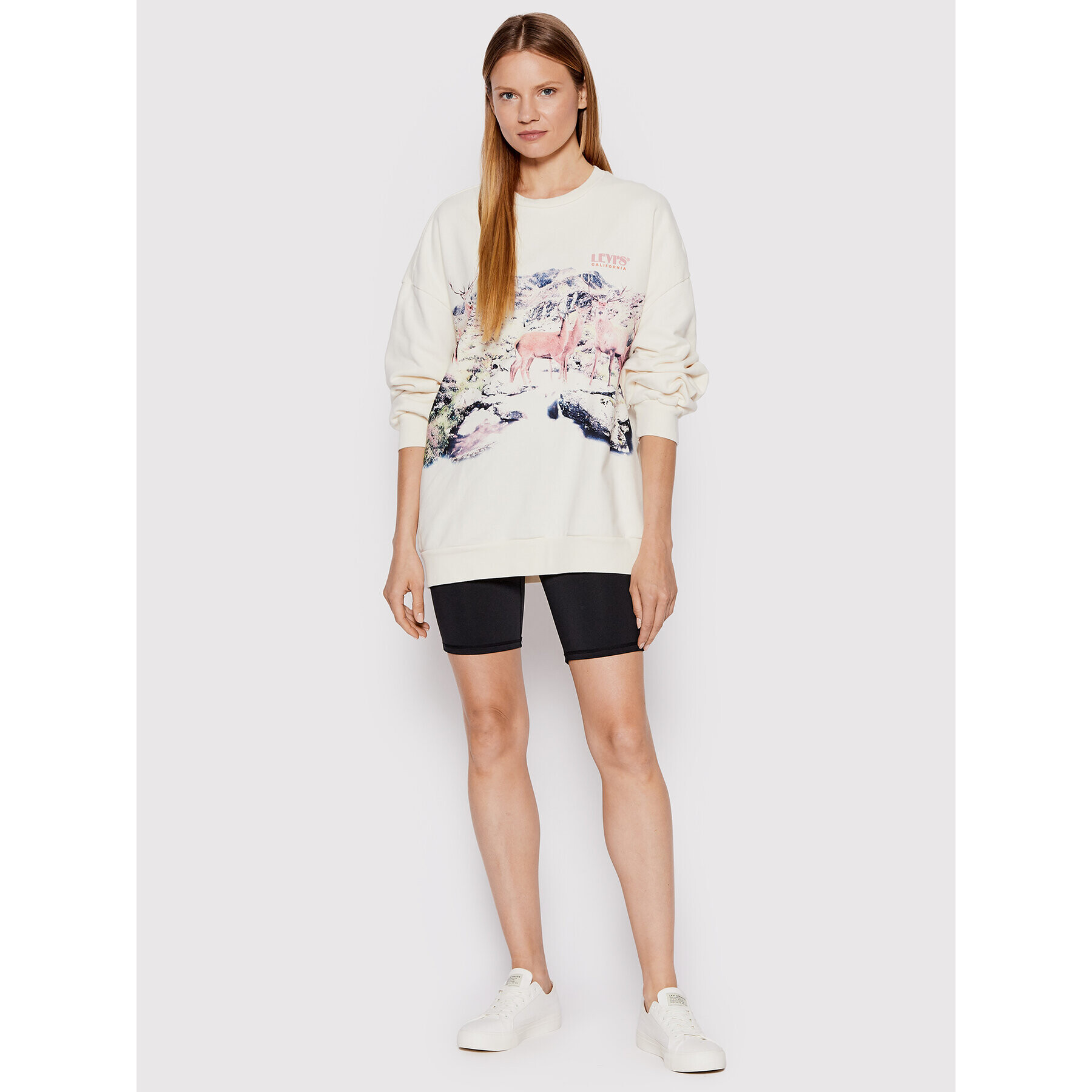 Levi's® Jopa Graphic Prism Crewneck A0888-0038 Bež Oversize - Pepit.si