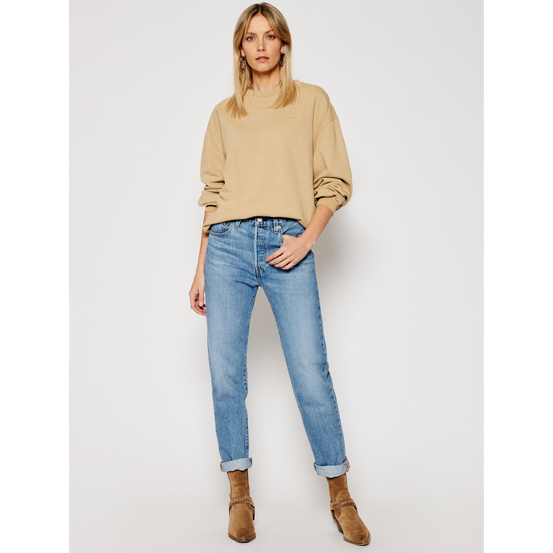 Levi's® Jopa Melrose Slouchy Crew 32951-0002 Rjava Regular Fit - Pepit.si