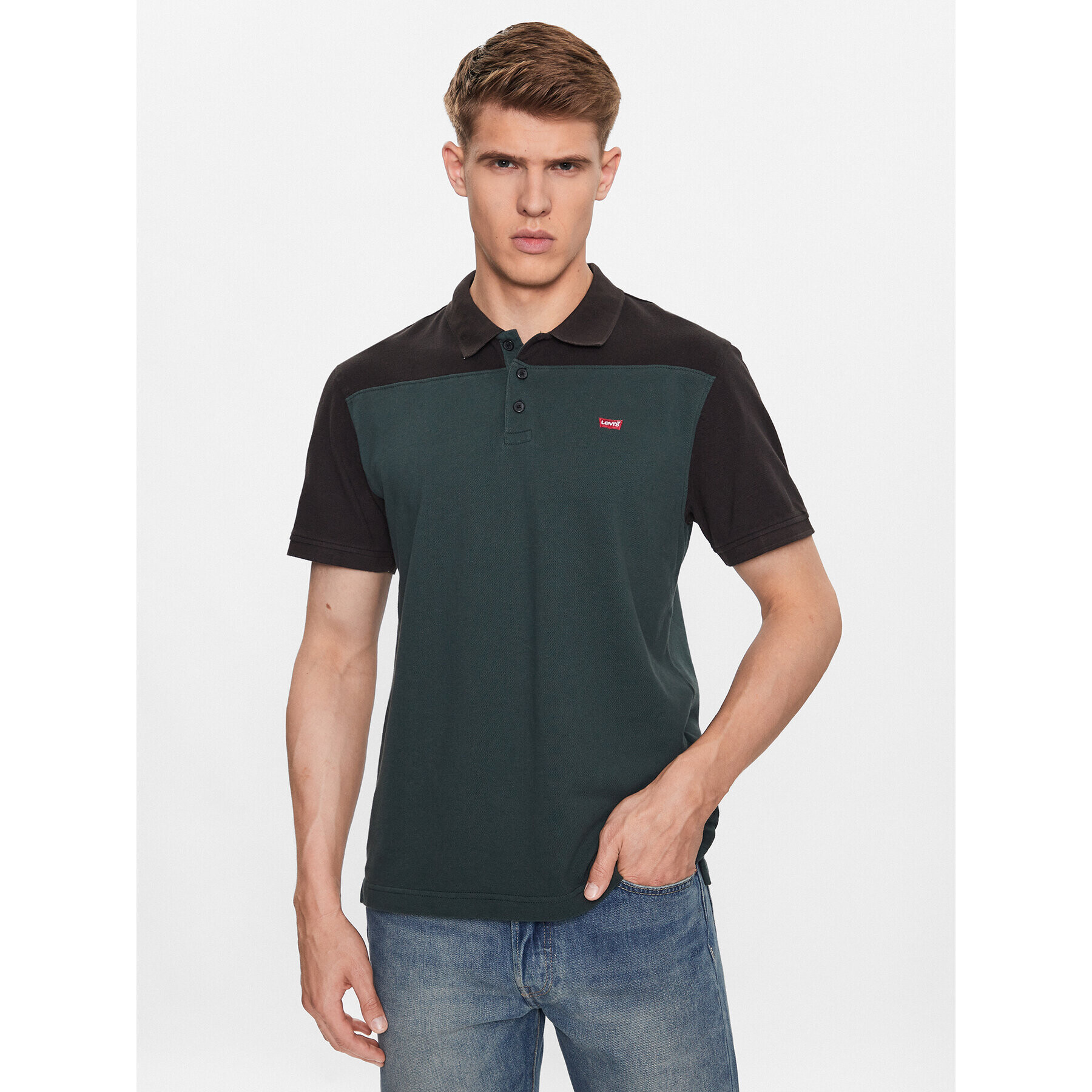 Levi's® Polo majica Colorblock A5800-0000 Zelena Standard Fit - Pepit.si