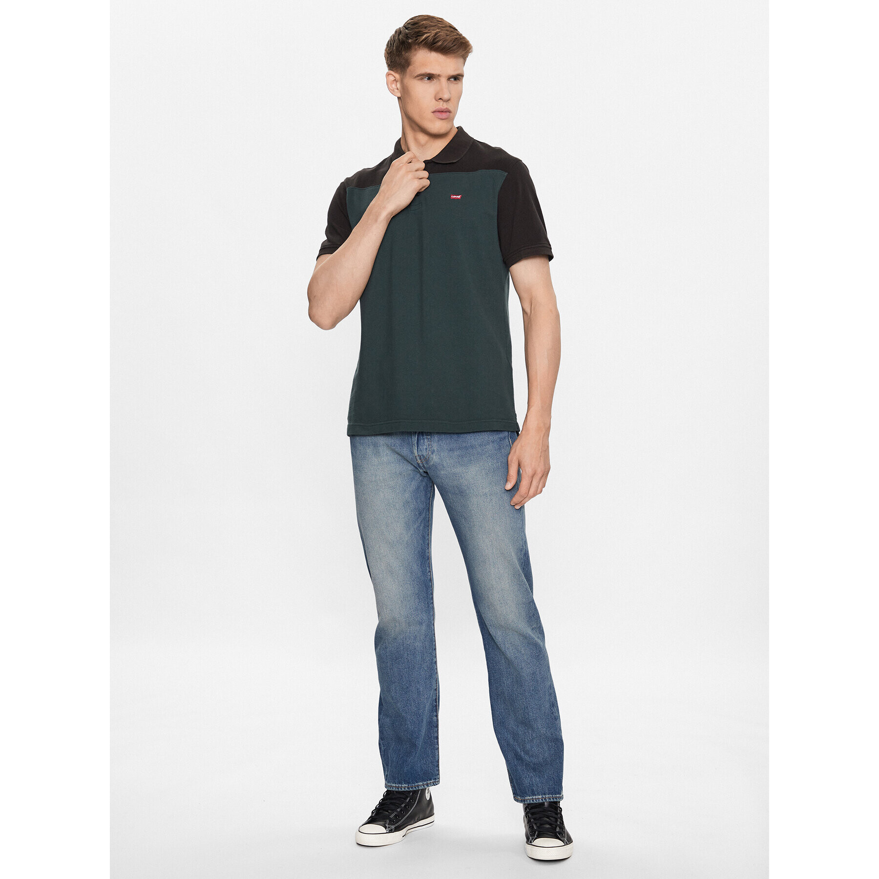 Levi's® Polo majica Colorblock A5800-0000 Zelena Standard Fit - Pepit.si