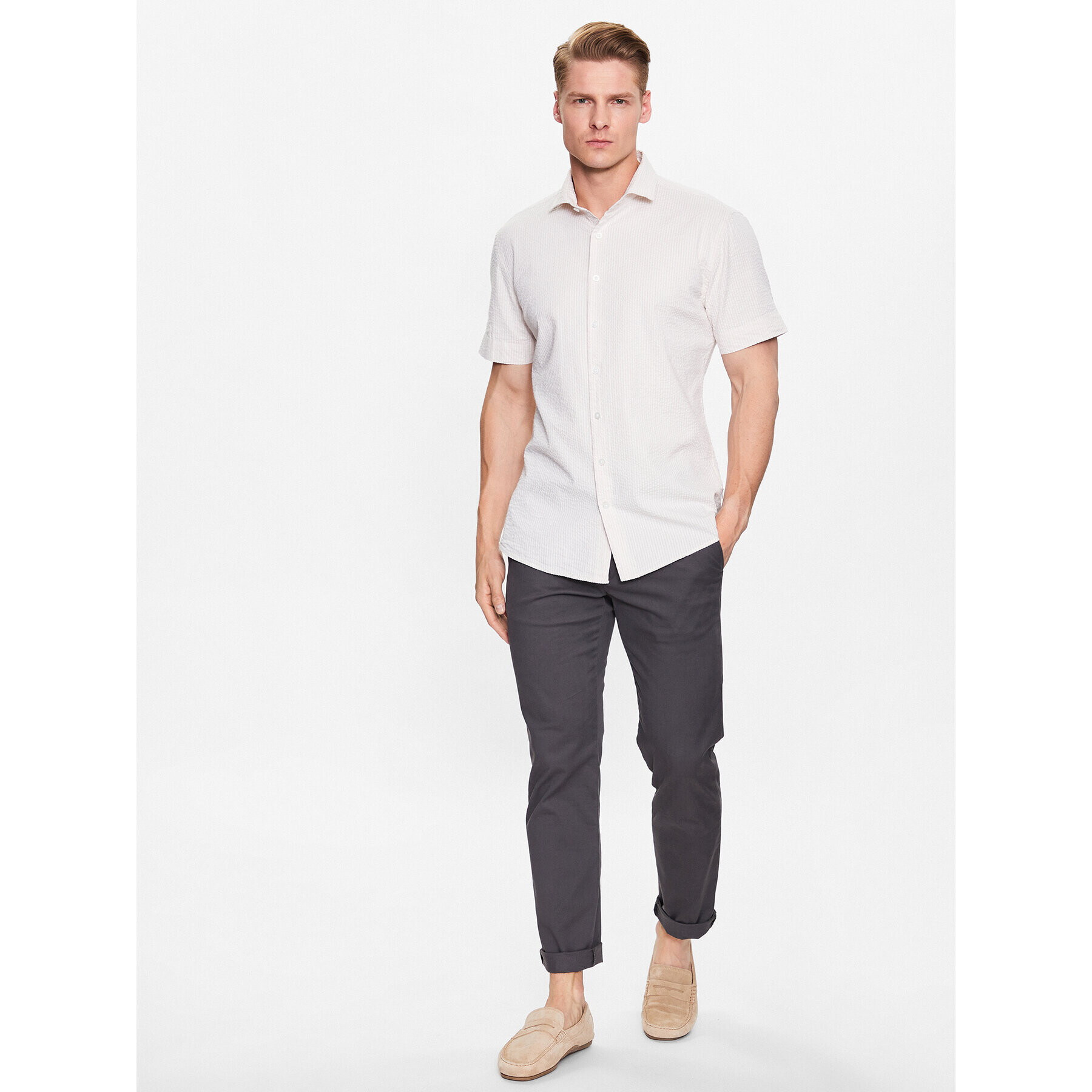 Lindbergh Srajca 30-203431 Bež Slim Fit - Pepit.si