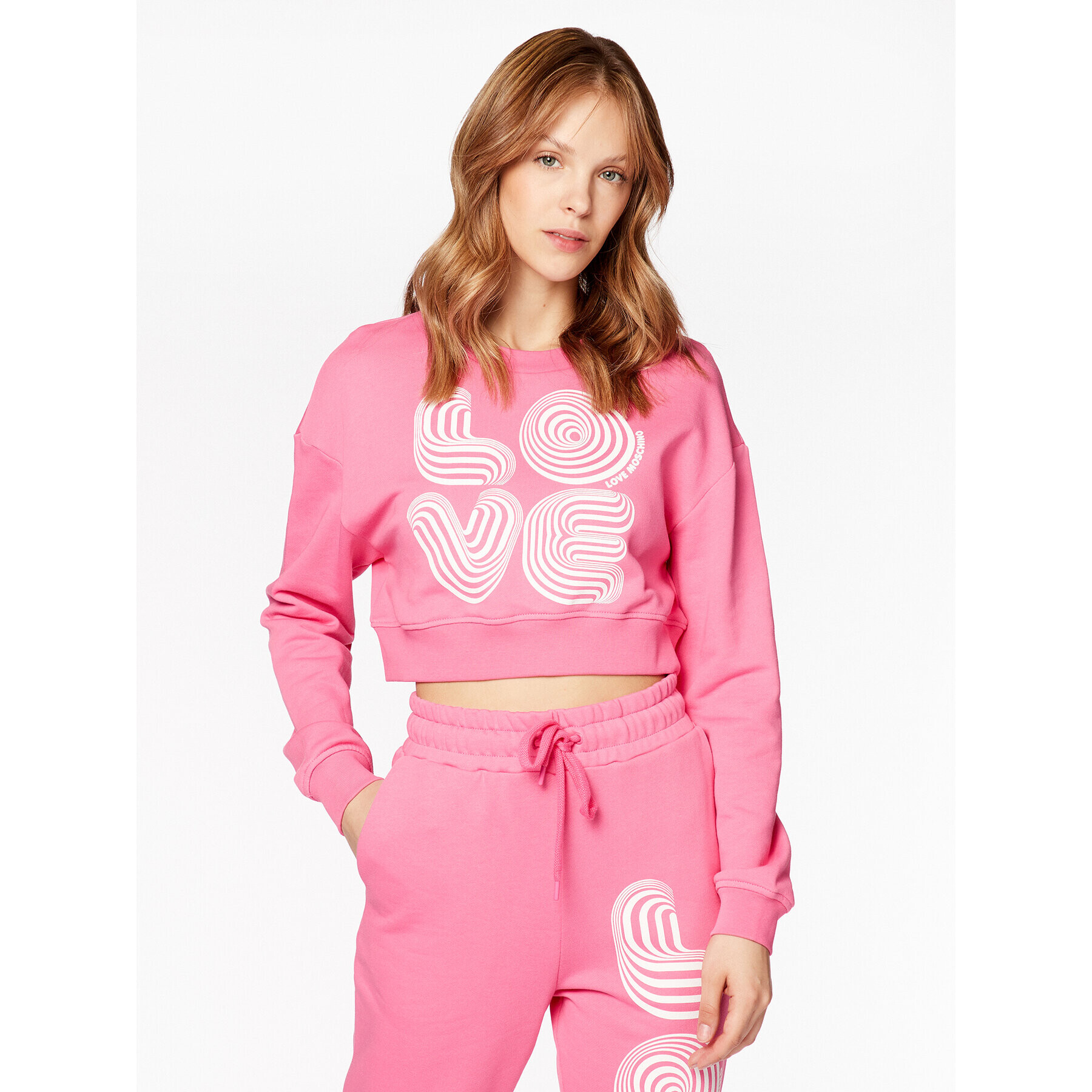 LOVE MOSCHINO Jopa W646102M 4457 Roza Cropped Fit - Pepit.si