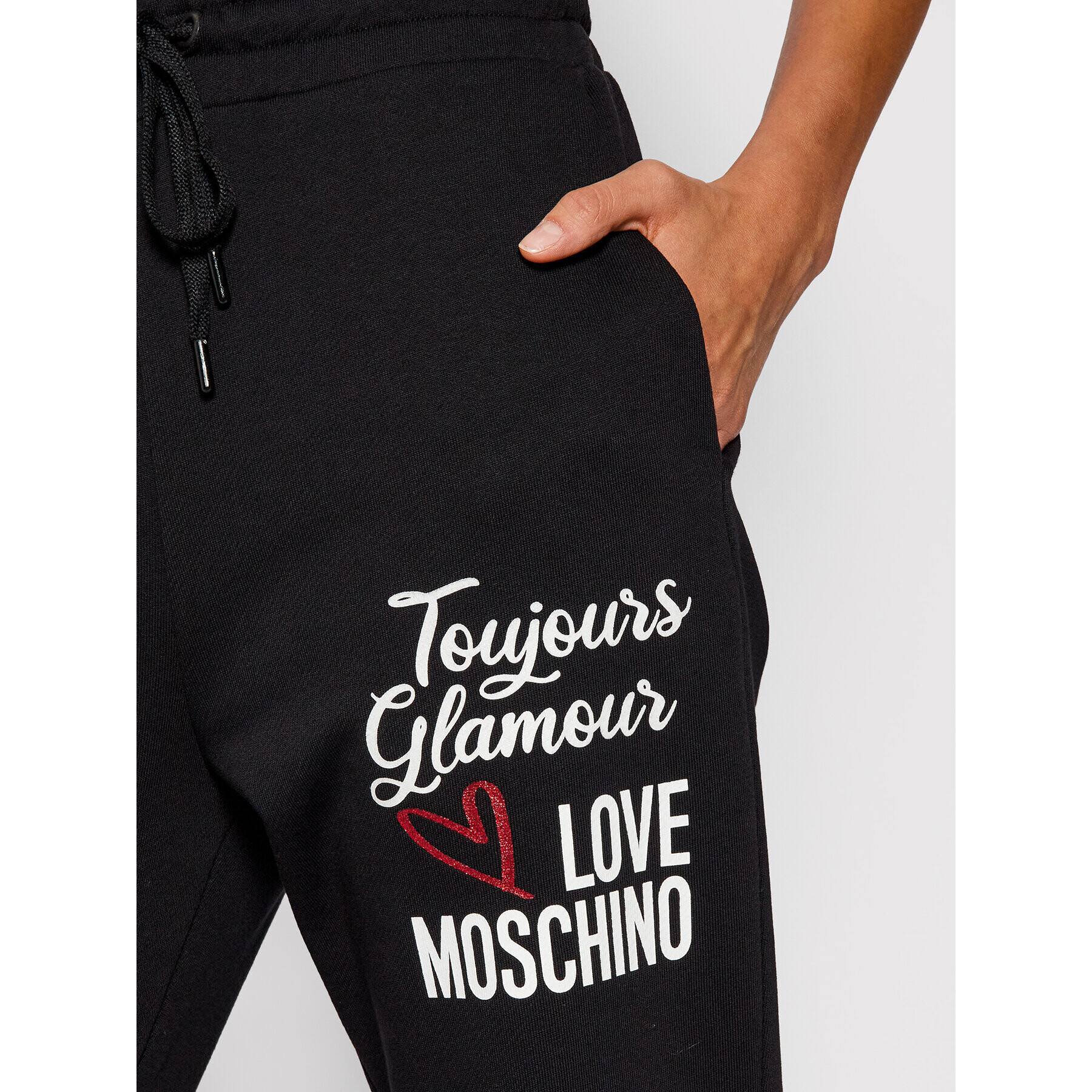 LOVE MOSCHINO Spodnji del trenirke W155603M 4055 Črna Regular Fit - Pepit.si