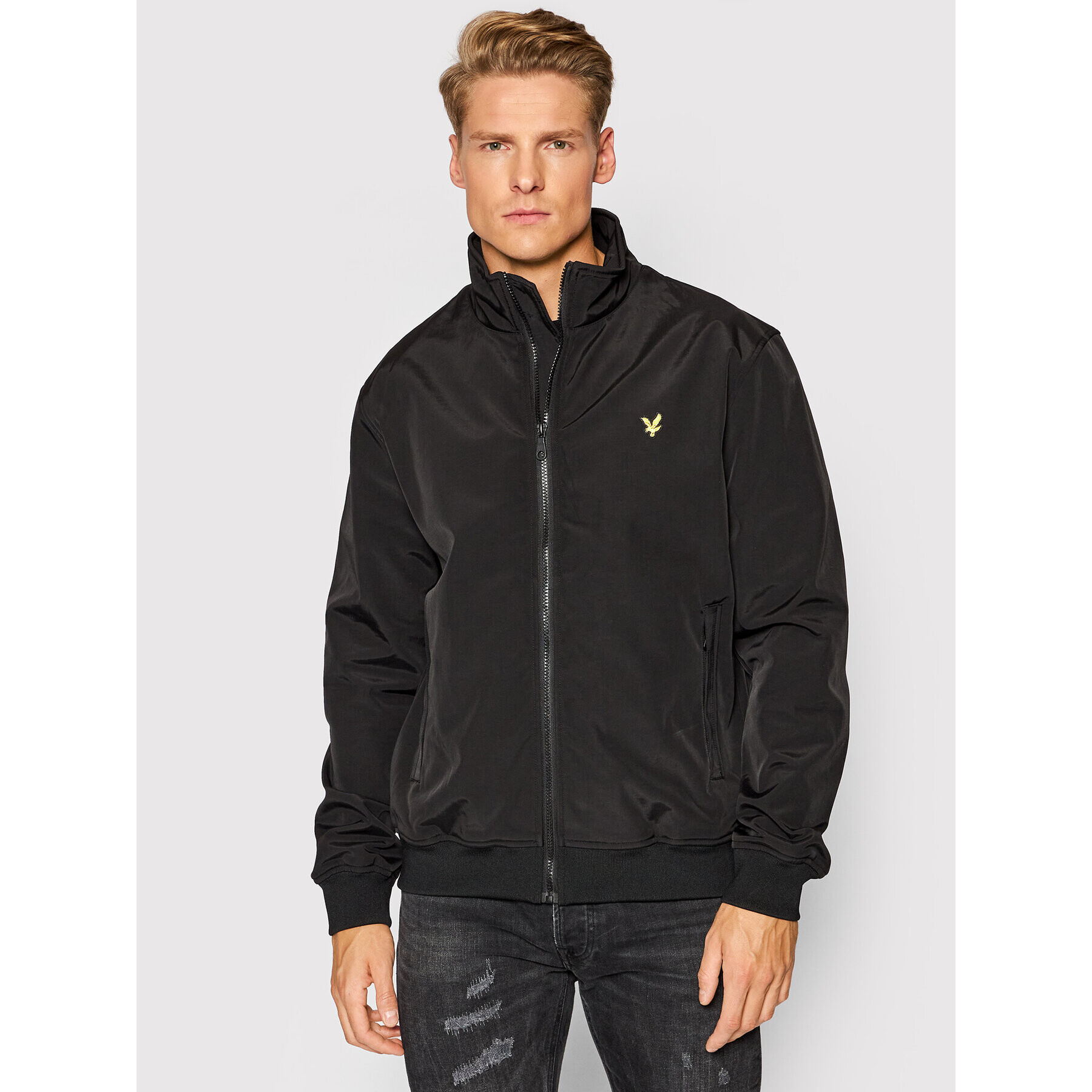 Lyle & Scott Bomber jakna Fleece Lined Funnel Neck JK1516V Črna Regular Fit - Pepit.si