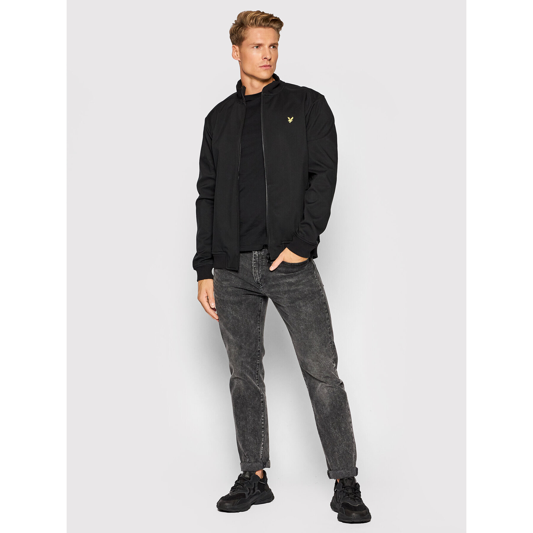 Lyle & Scott Bomber jakna Zip Trough Funnel Neck ML604VTR Črna Regular Fit - Pepit.si