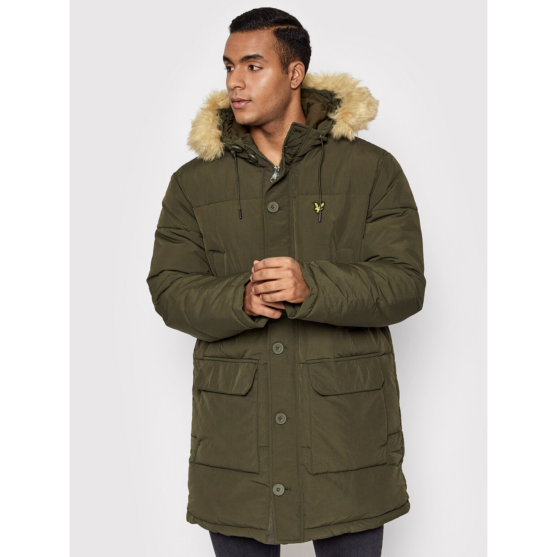 Lyle & Scott Parka Heavyweight Longline JK1320V Zelena Regular Fit - Pepit.si