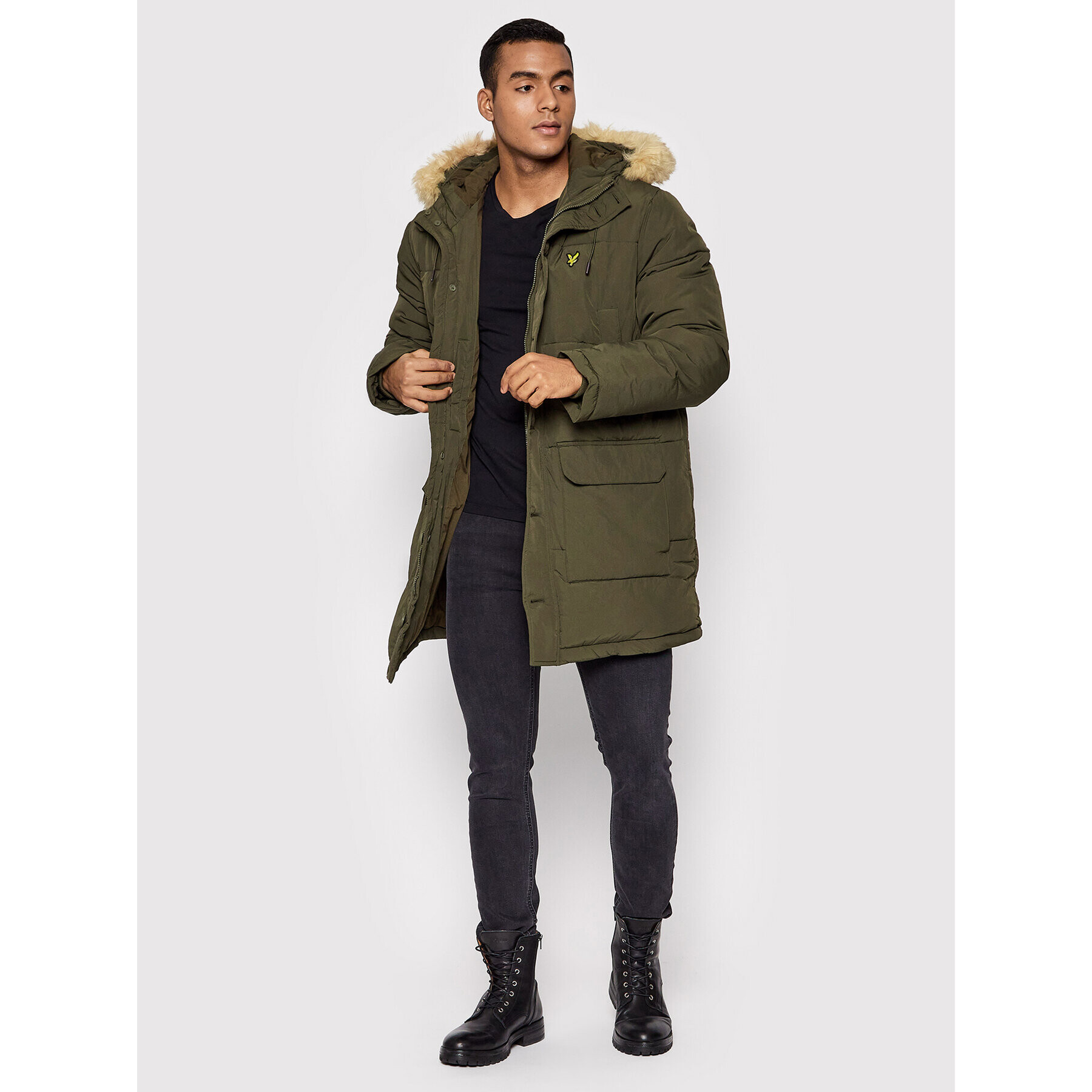 Lyle & Scott Parka Heavyweight Longline JK1320V Zelena Regular Fit - Pepit.si