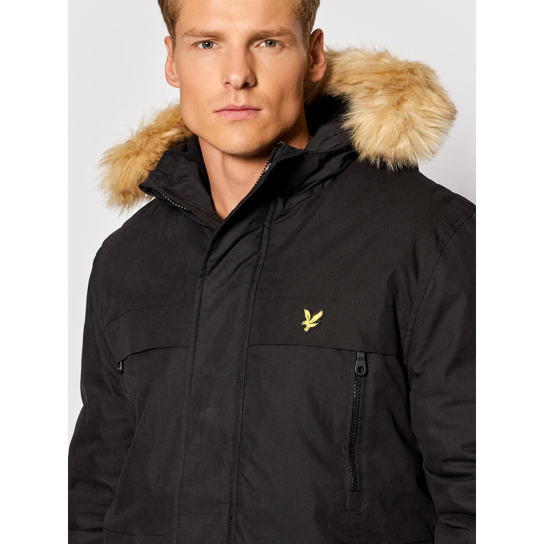 Lyle & Scott Parka Winter Weight Micro Fleece JK1536V Črna Regular Fit - Pepit.si