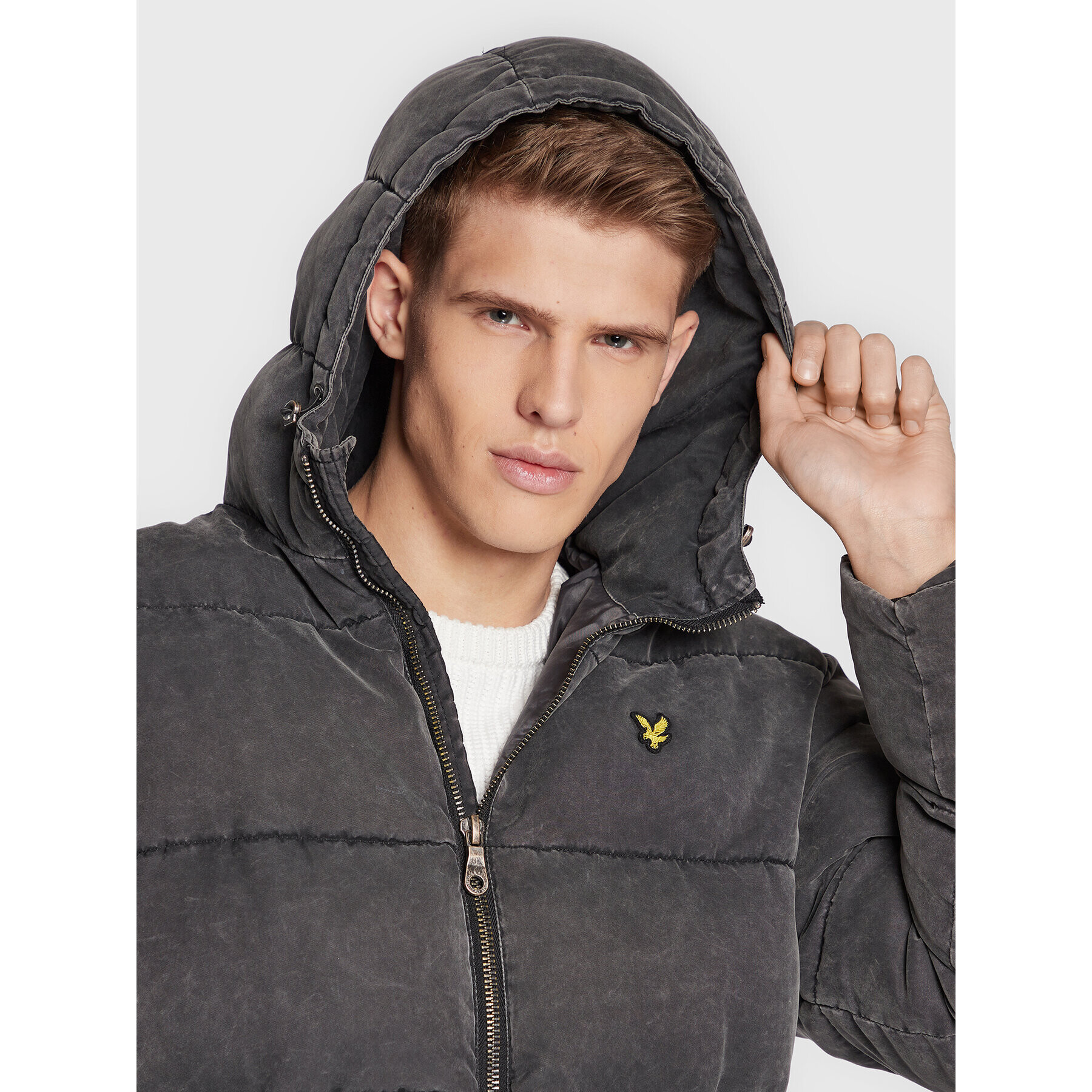 Lyle & Scott Puhovka Washed Wadded JK1701V Siva Regular Fit - Pepit.si