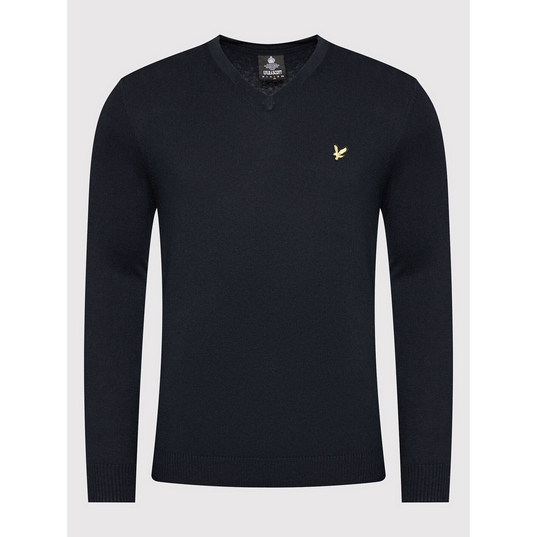 Lyle & Scott Pulover V Neck KN401VC Mornarsko modra Slim Fit - Pepit.si