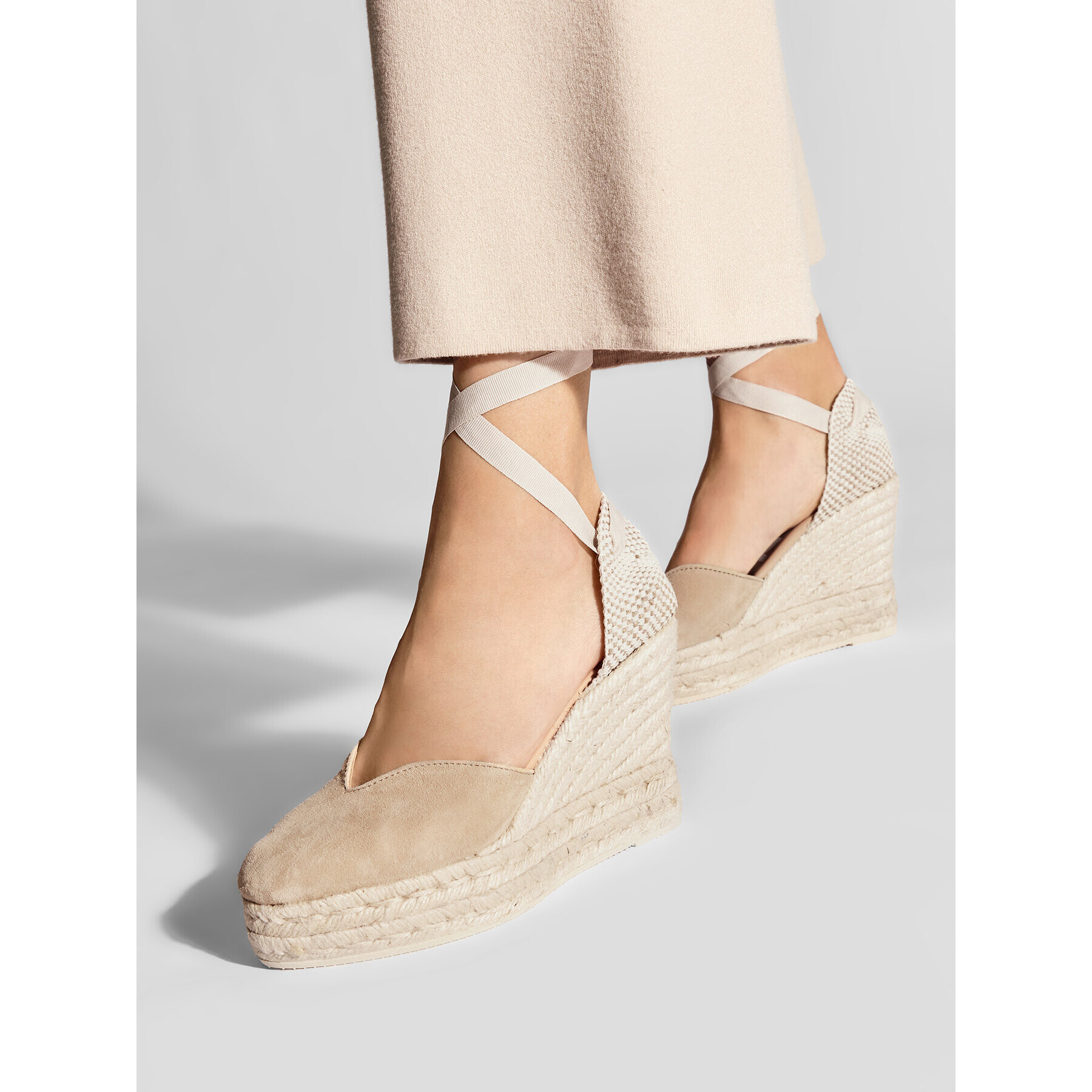 Manebi Espadrile Heart Shape Wedges M 1.1 WH Bež - Pepit.si