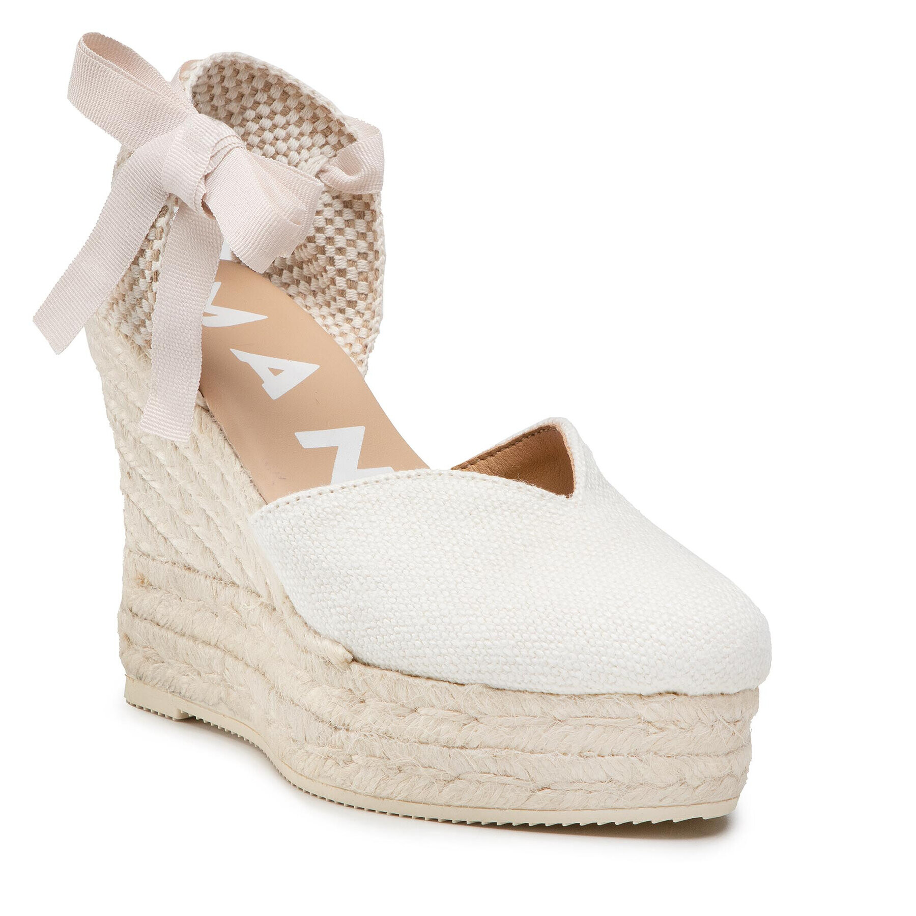 Manebi Espadrile Heart Shape Wedges O 7.0 Wh Bela - Pepit.si