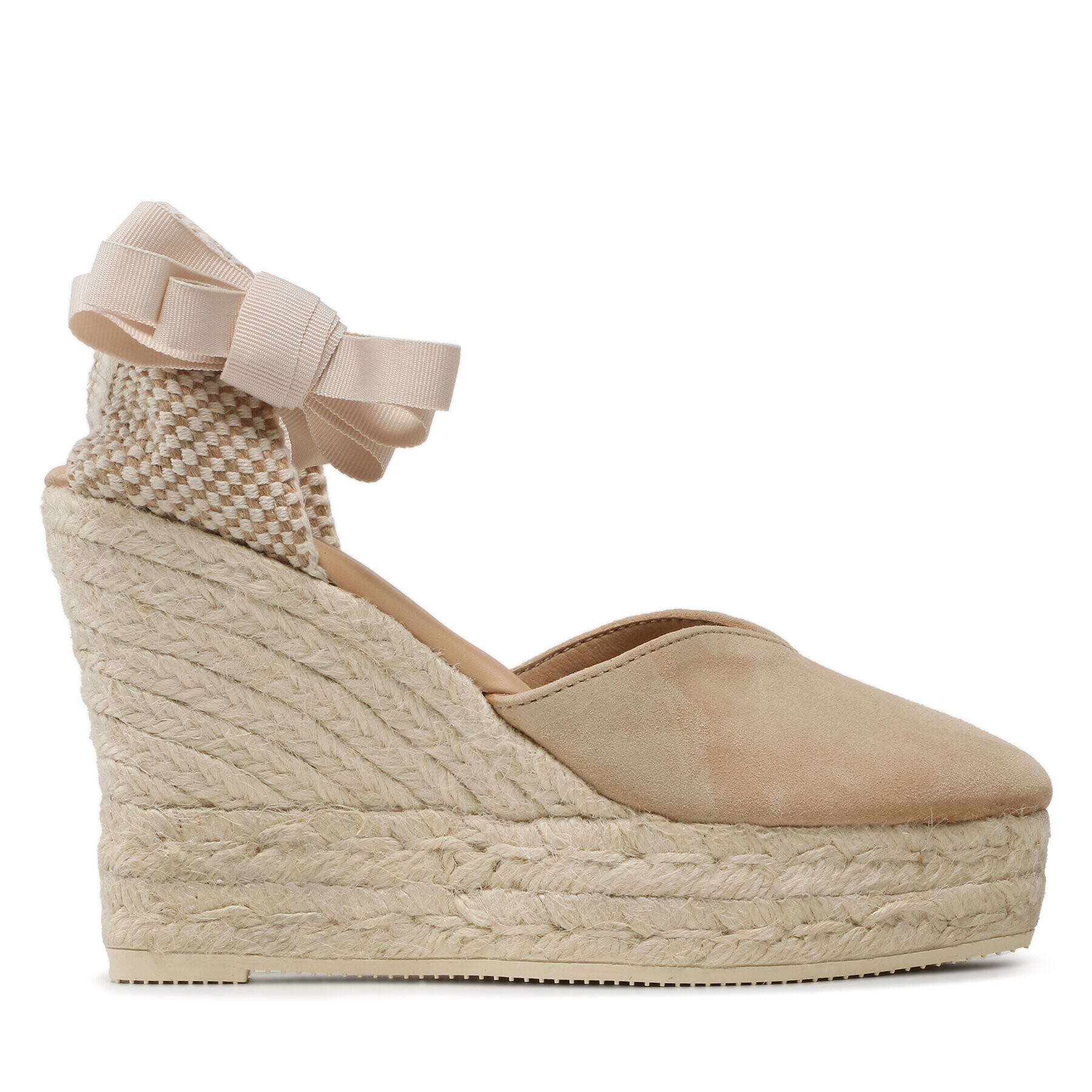 Manebi Espadrile Heart-Shaped Wedge Espadrilles M 1.1 WH Bež - Pepit.si