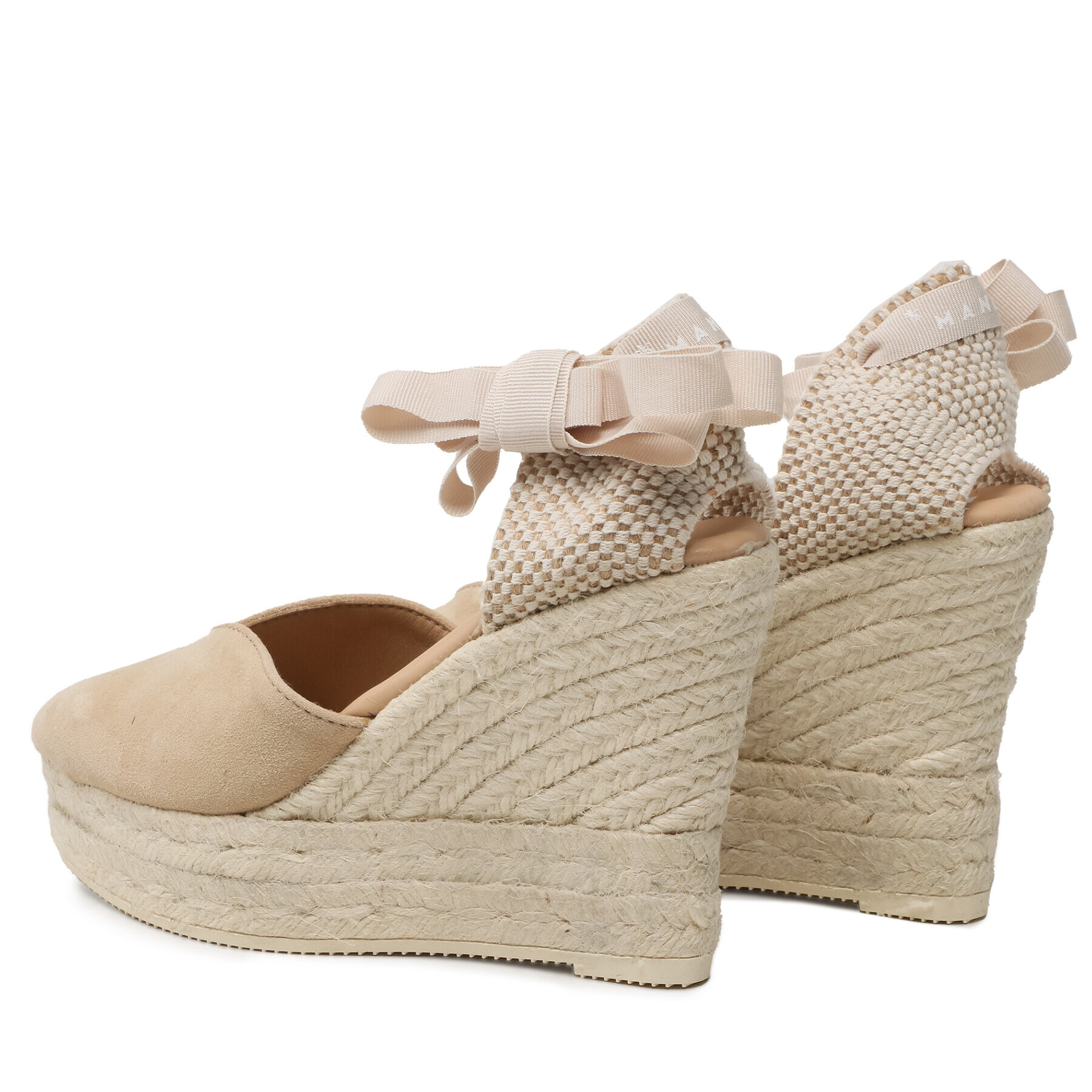 Manebi Espadrile Heart-Shaped Wedge Espadrilles M 1.1 WH Bež - Pepit.si