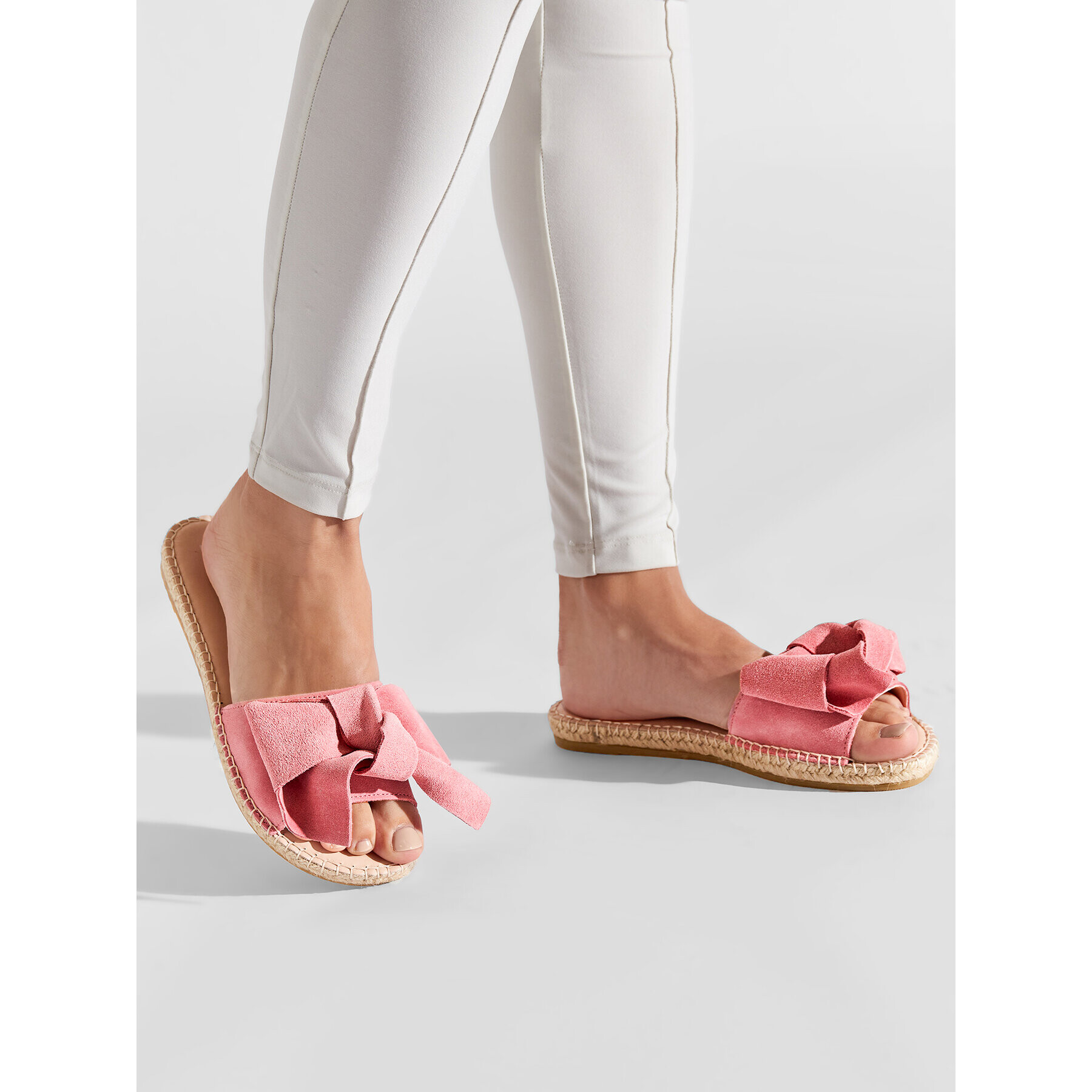 Manebi Espadrile Sandals With Bow R 3.4 J0 Roza - Pepit.si