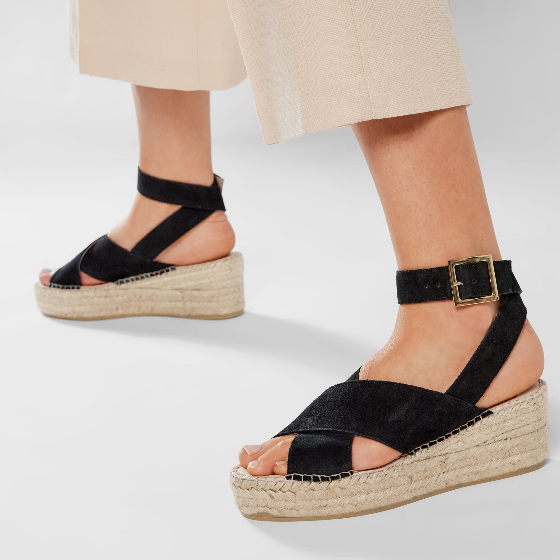 Manebi Espadrile Wedges W Belt K 1.0 Wb Črna - Pepit.si