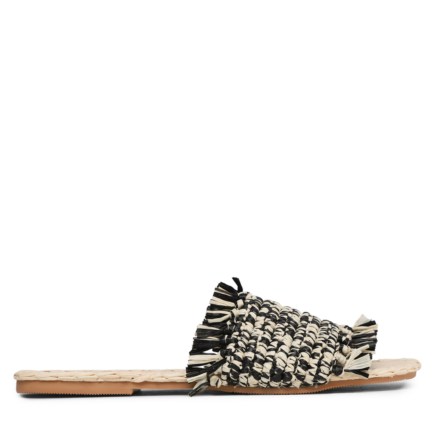 Manebi Natikači Fringed Knots Raffia Leather Sandals V 3.4 Y0 Črna - Pepit.si