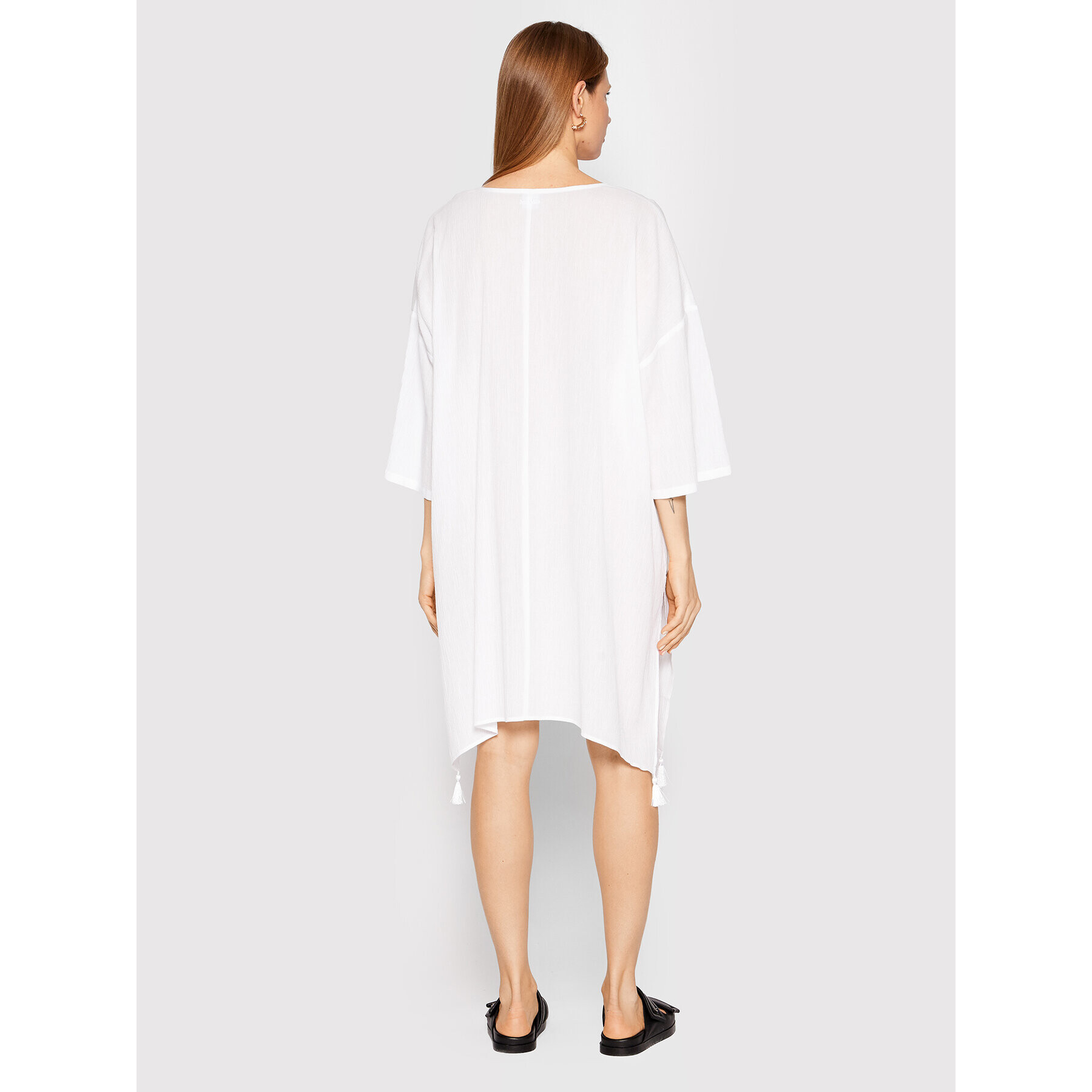 Max Mara Beachwear Poletna obleka Paglie 32210328 Bela Oversize - Pepit.si