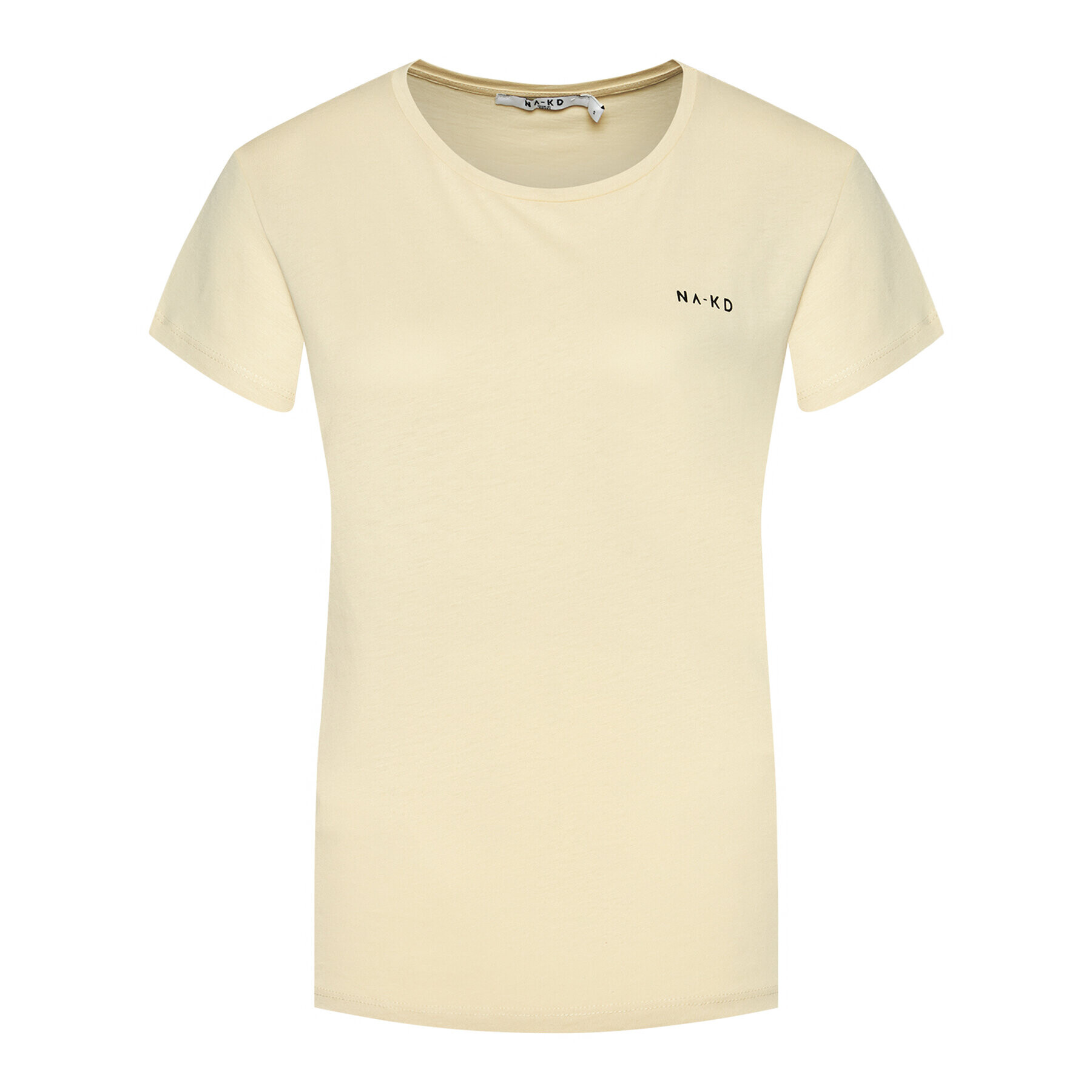 NA-KD Majica Basic Logo 1044-000097-0404-003 Rumena Loose Fit - Pepit.si