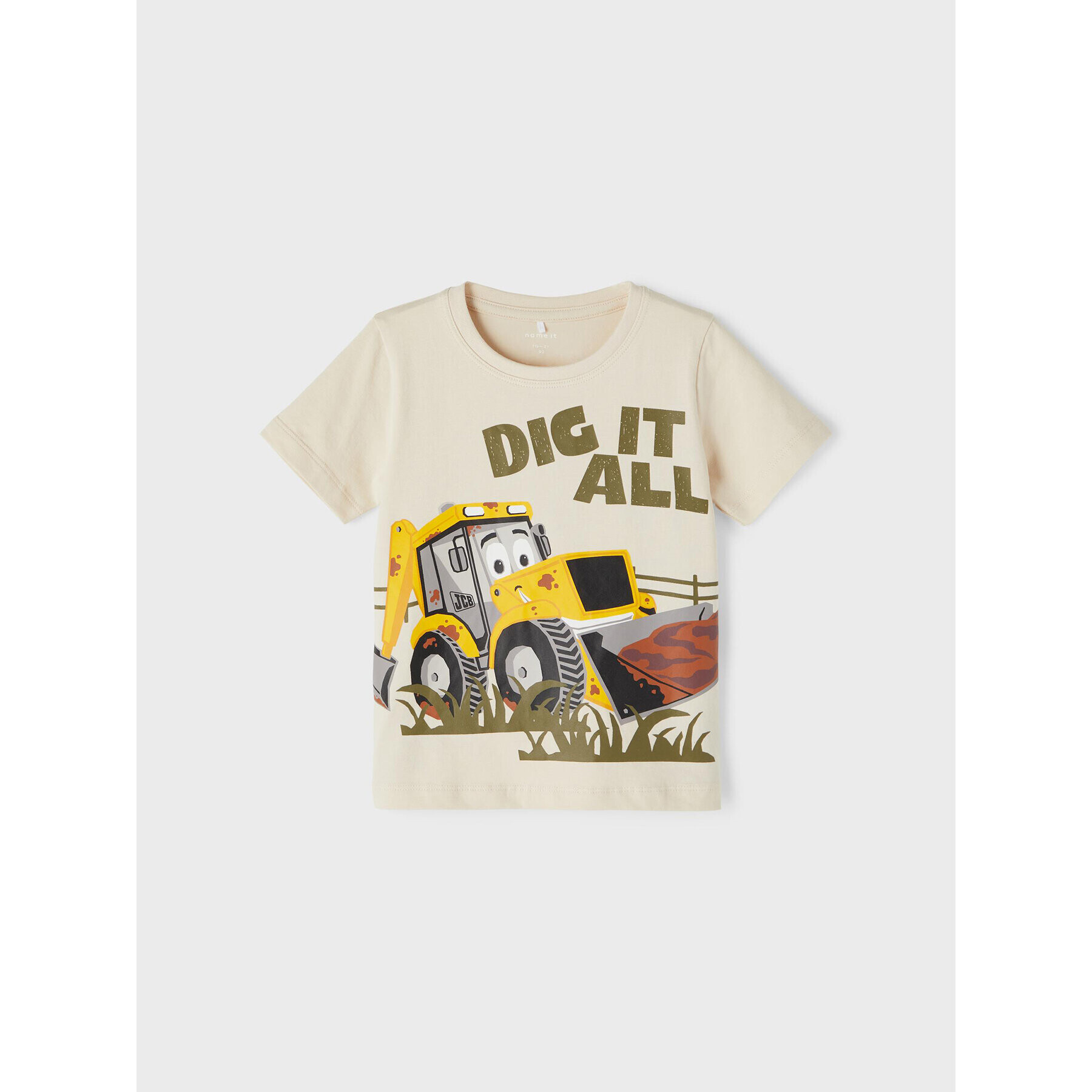 NAME IT Majica JCB 13203569 Bež Regular Fit - Pepit.si