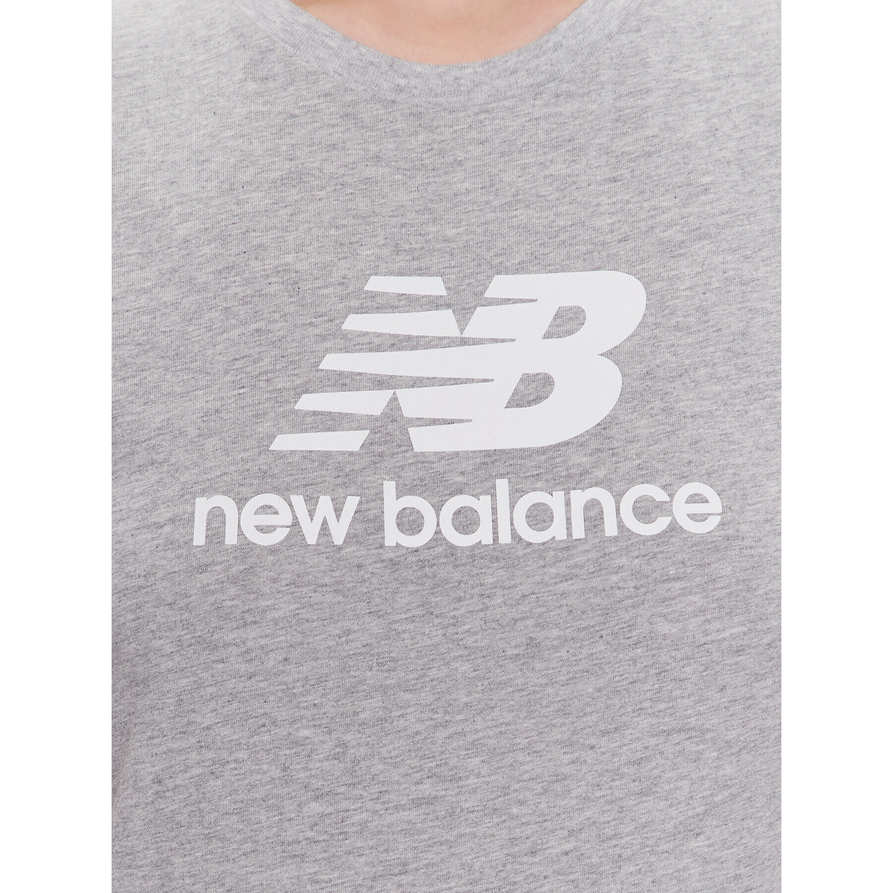 New Balance Majica Essentials Stacked Logo WT31546 Siva Athletic Fit - Pepit.si