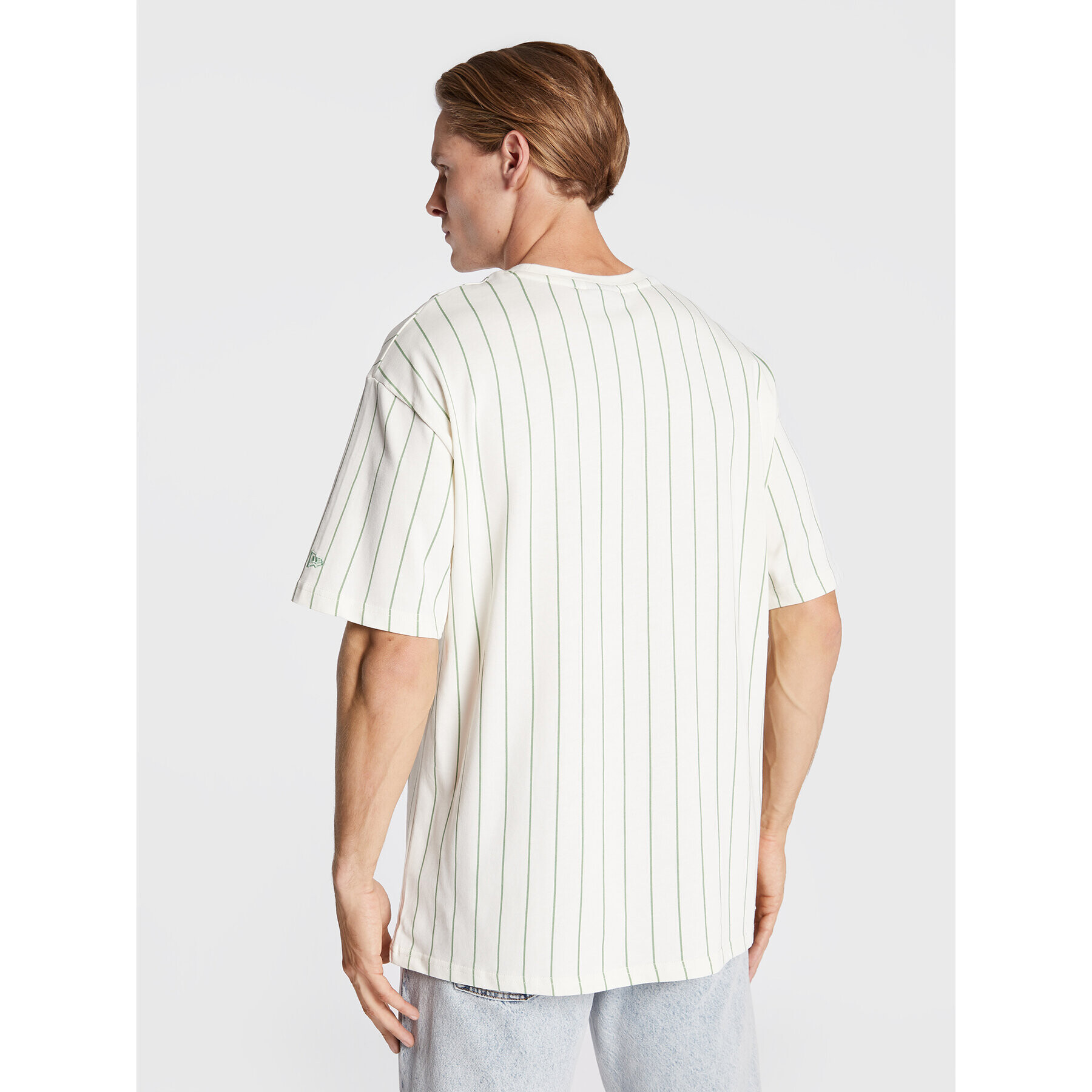 New Era Majica Pinstripe 60284642 Bela Oversize - Pepit.si