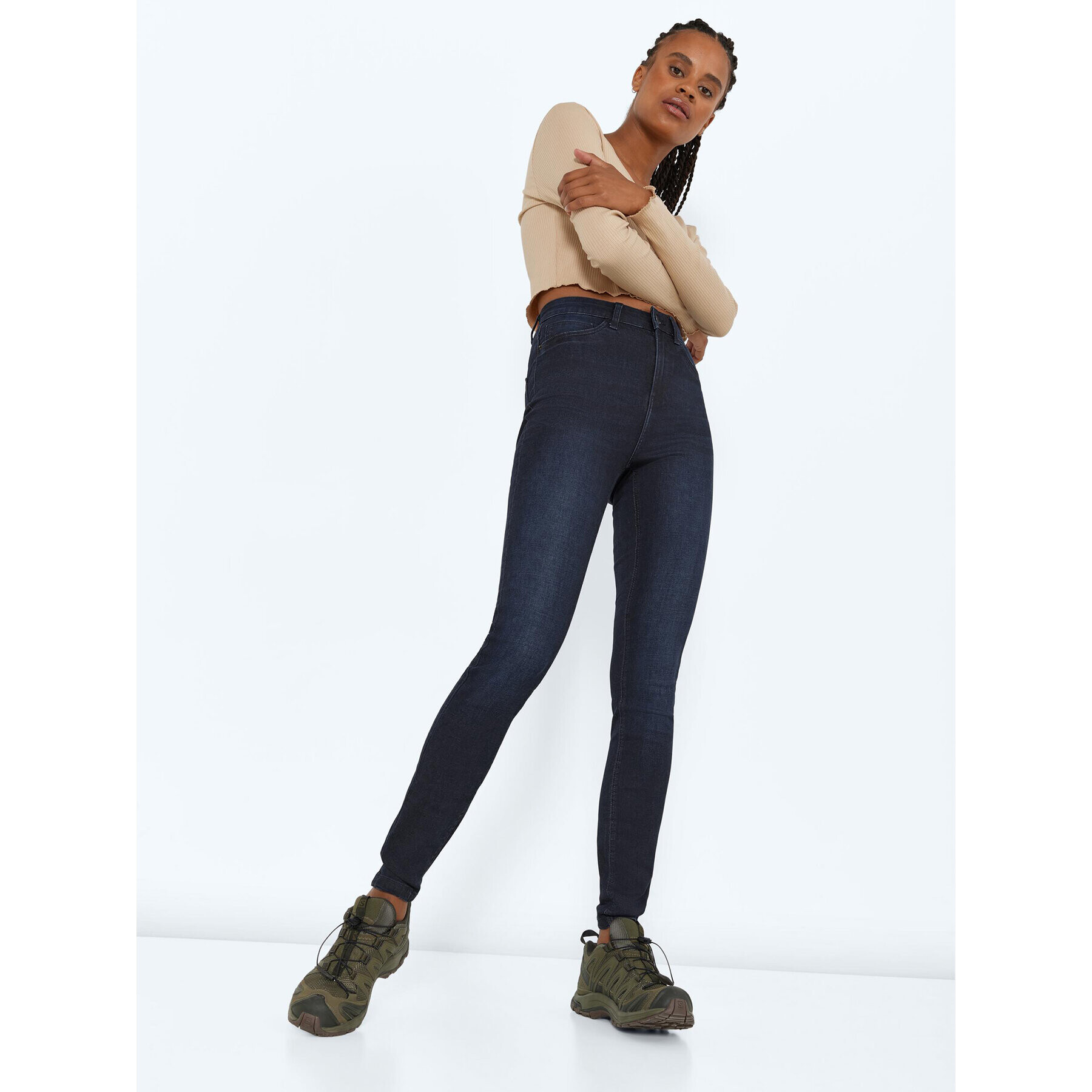 Noisy May Jeans hlače Callie 27021546 Mornarsko modra Skinny Fit - Pepit.si