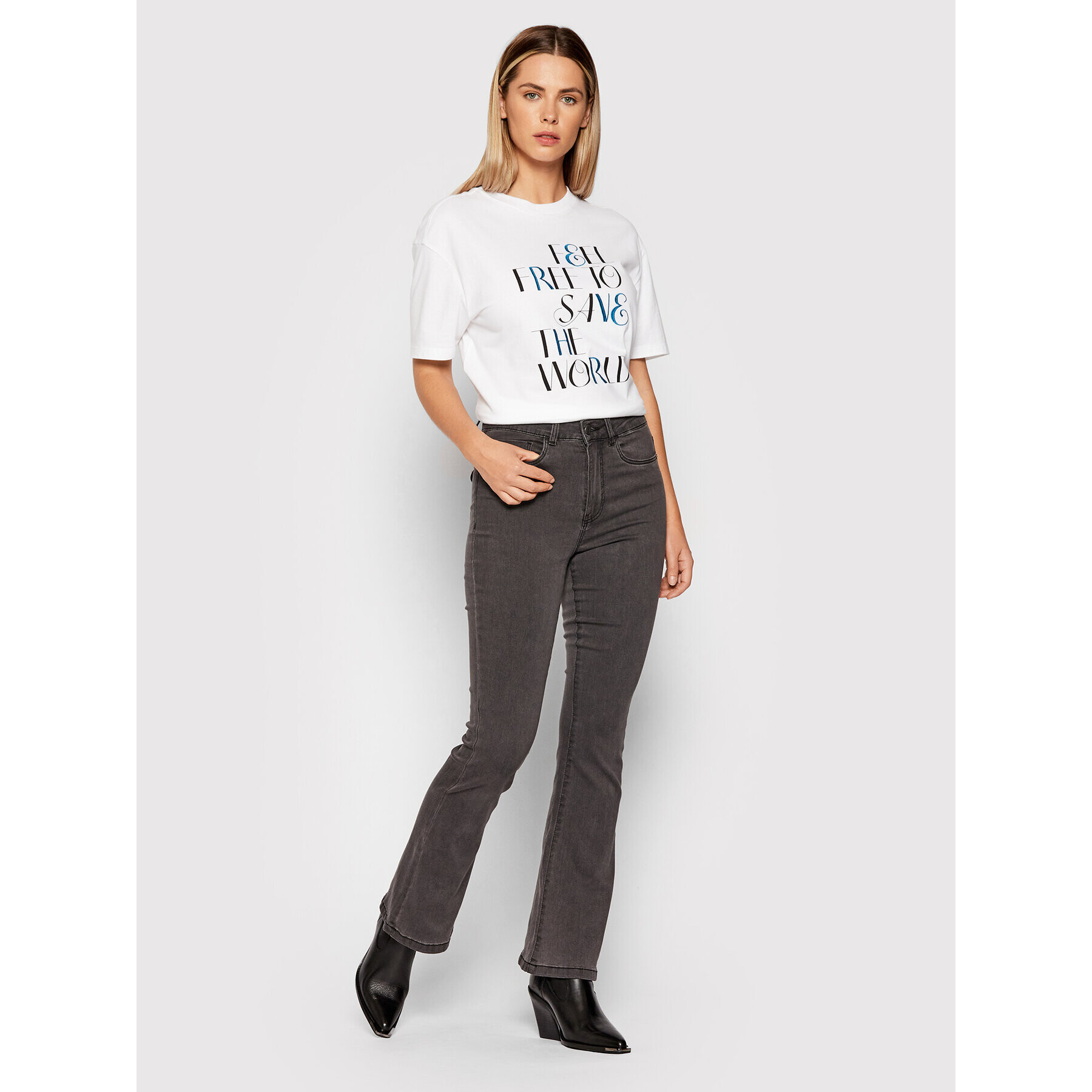 Noisy May Jeans hlače Sallie 27017556 Siva Skinny Fit - Pepit.si